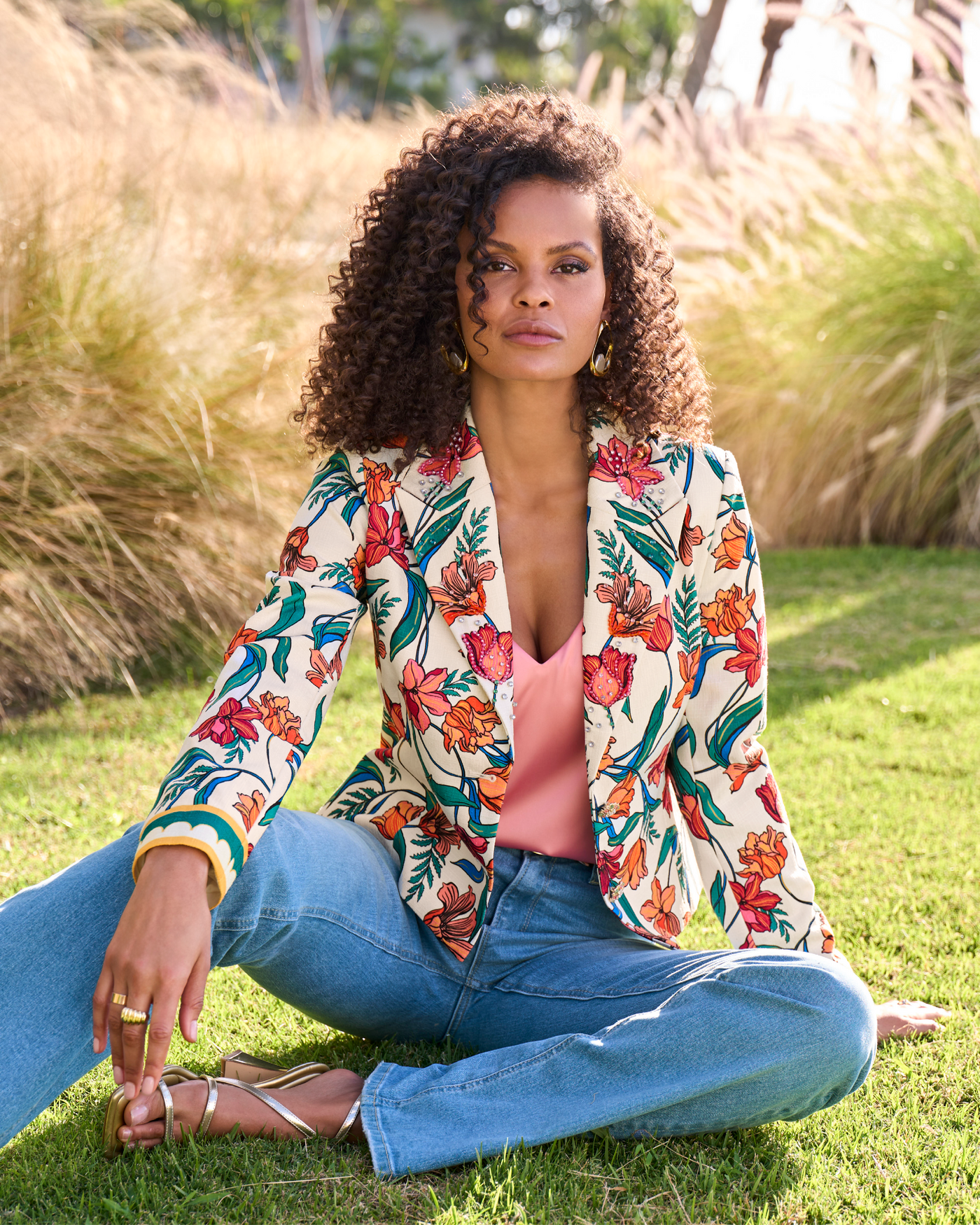 Print Tweed Embellished Jacket Italian Vines