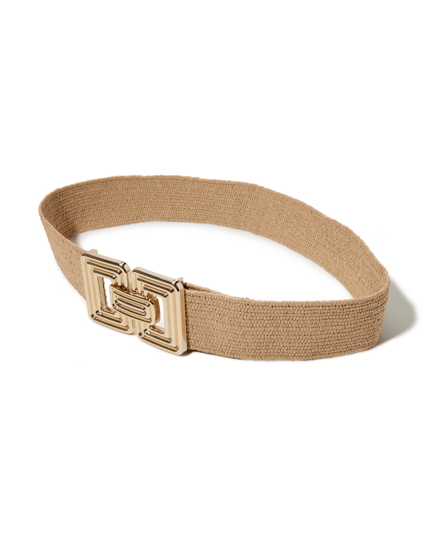 Raffia Gold Square Buckle Belt Natural