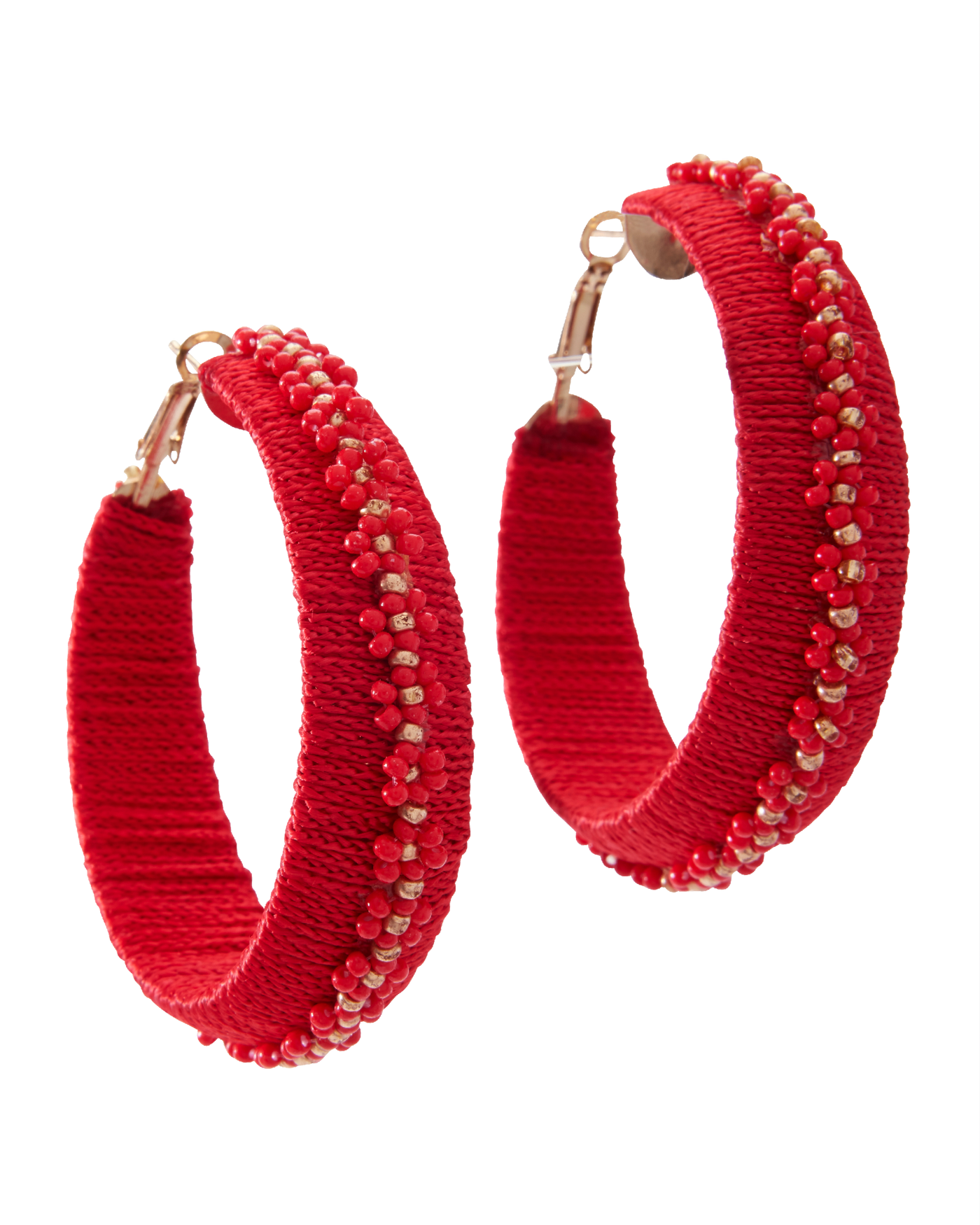 Colored Floral Trim Hoop Red