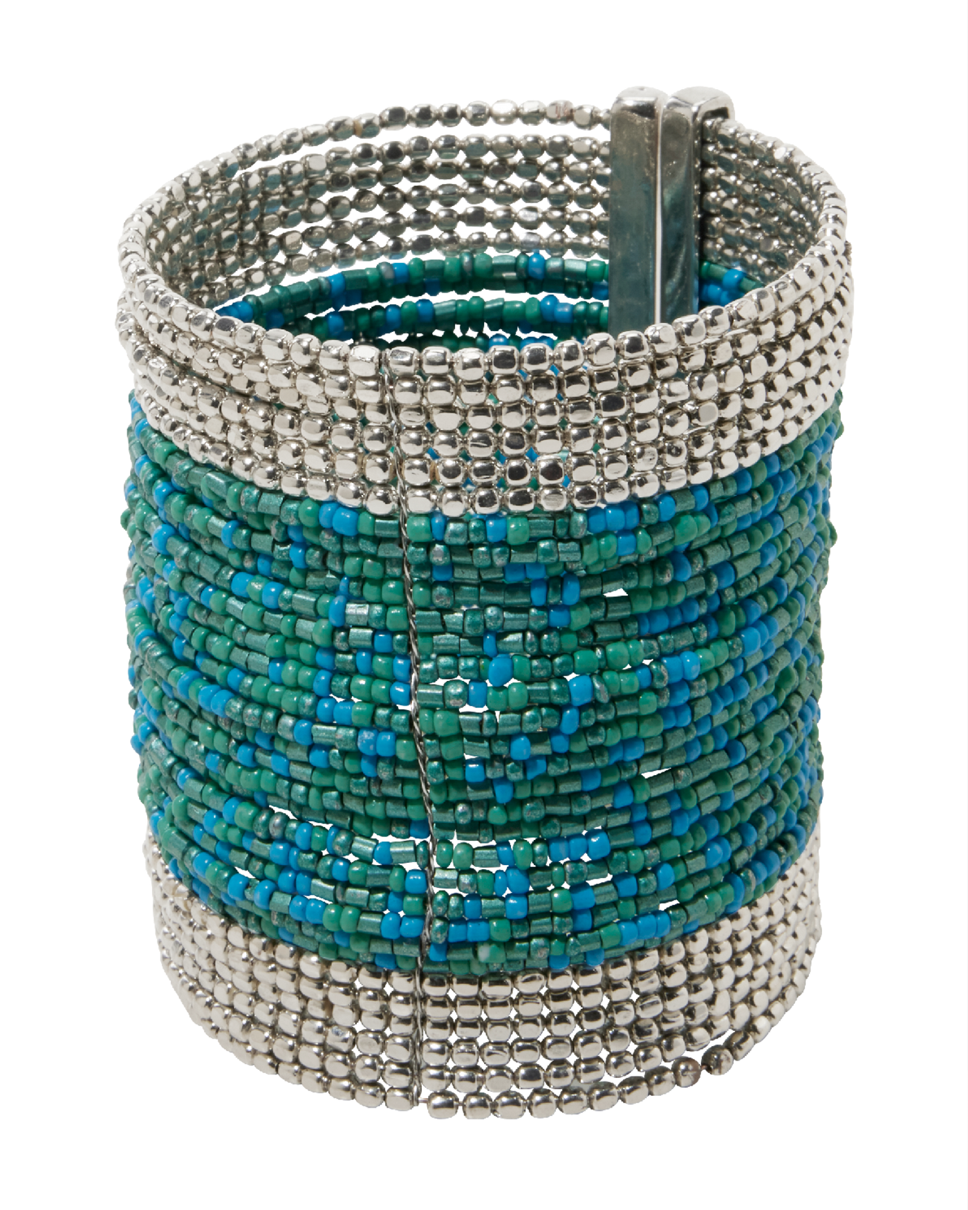 Beaded Turquoise Cuff Silver/Turquoise