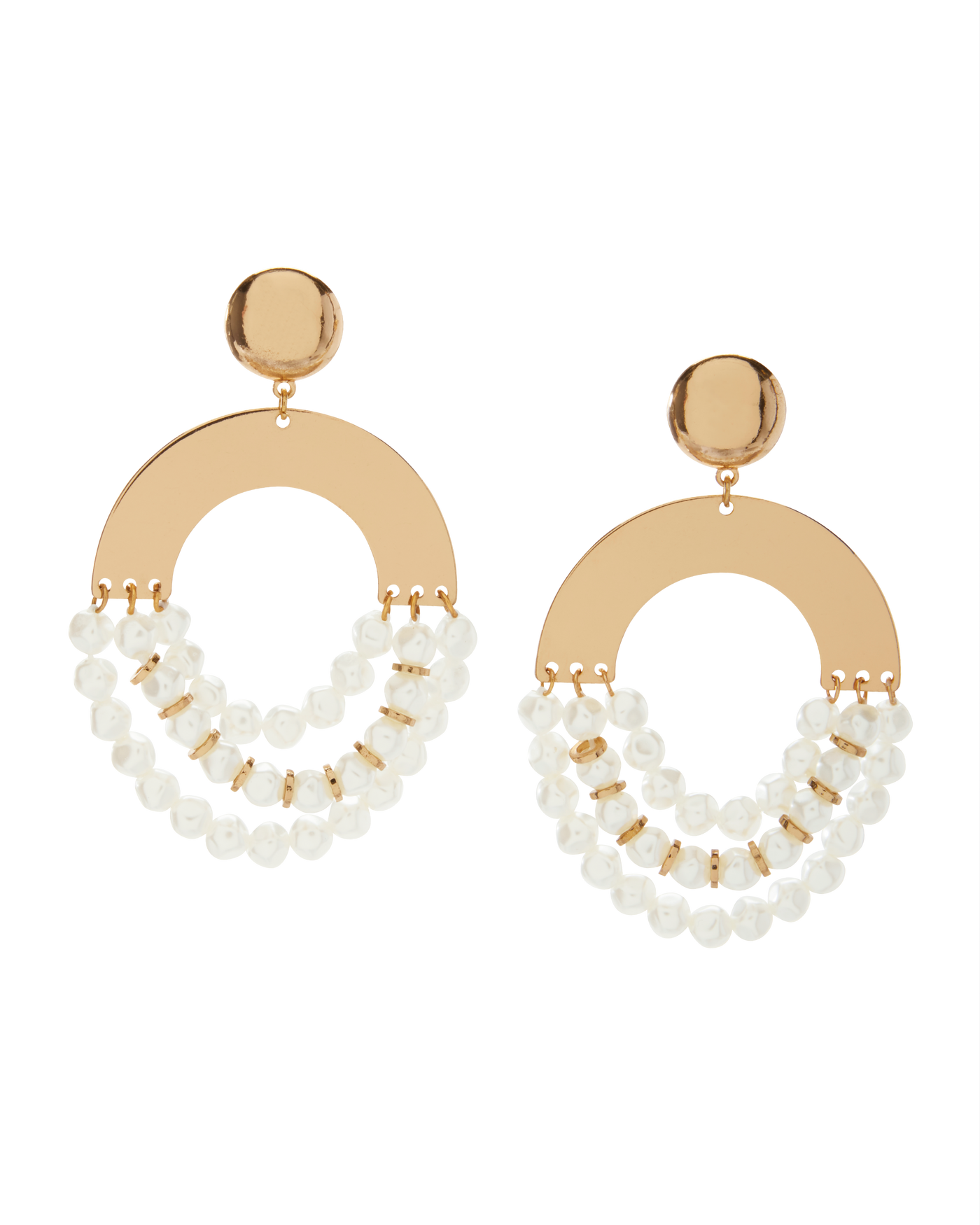 Pearl and Gold Hardware Drop Earring Gold