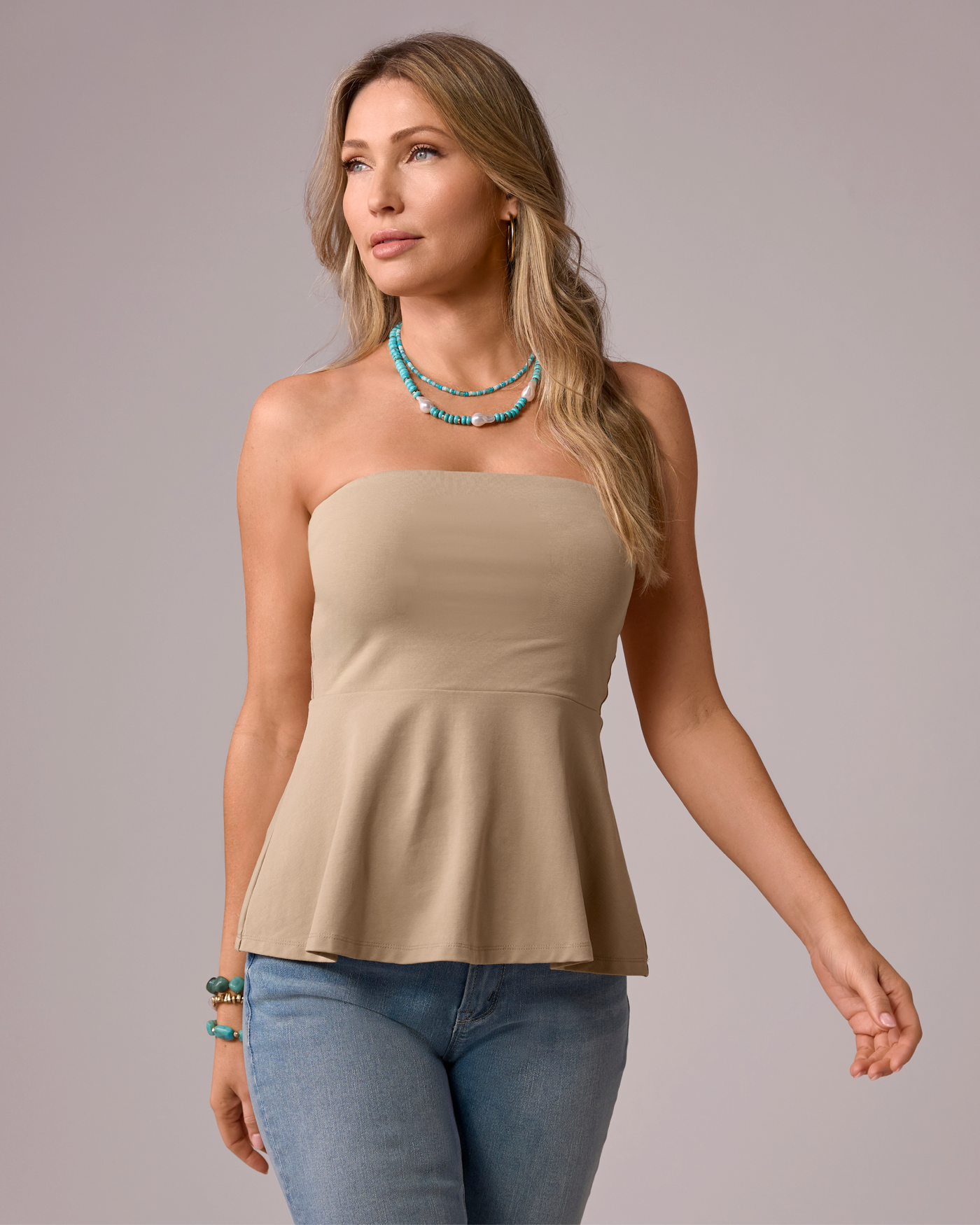 So Sexy Peplum Tube Top Sesame