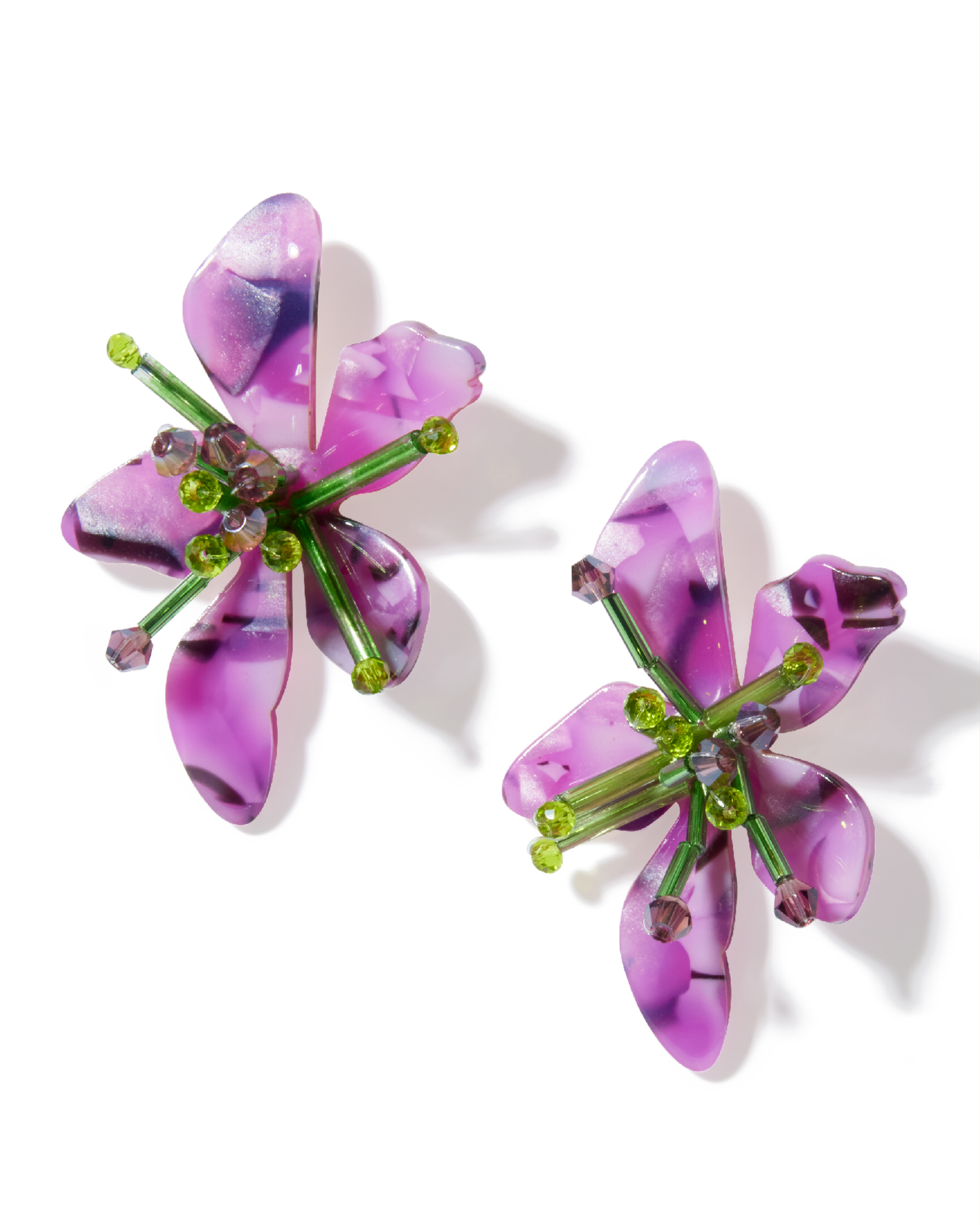 Marbled Flower Stud Earring Purple Multi