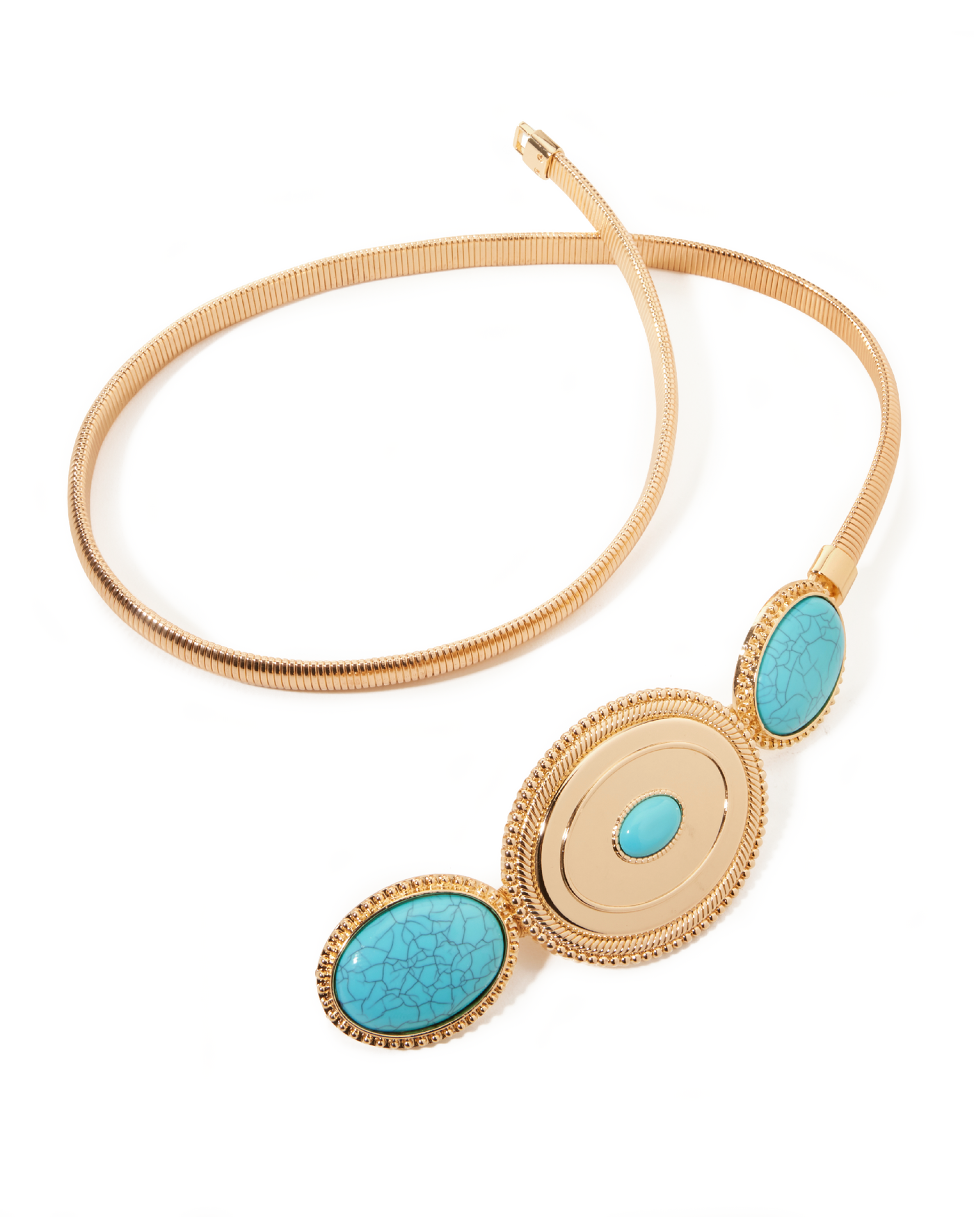 Triple Stone Slinky Buckle Belt Gold