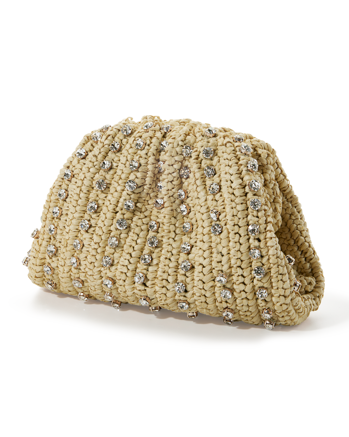 Mini Embellished Raffia Clutch Natural
