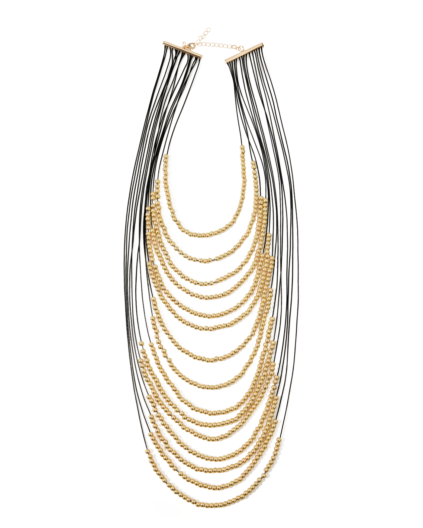 Extra Layered Gold Bead Necklace Black/Gold