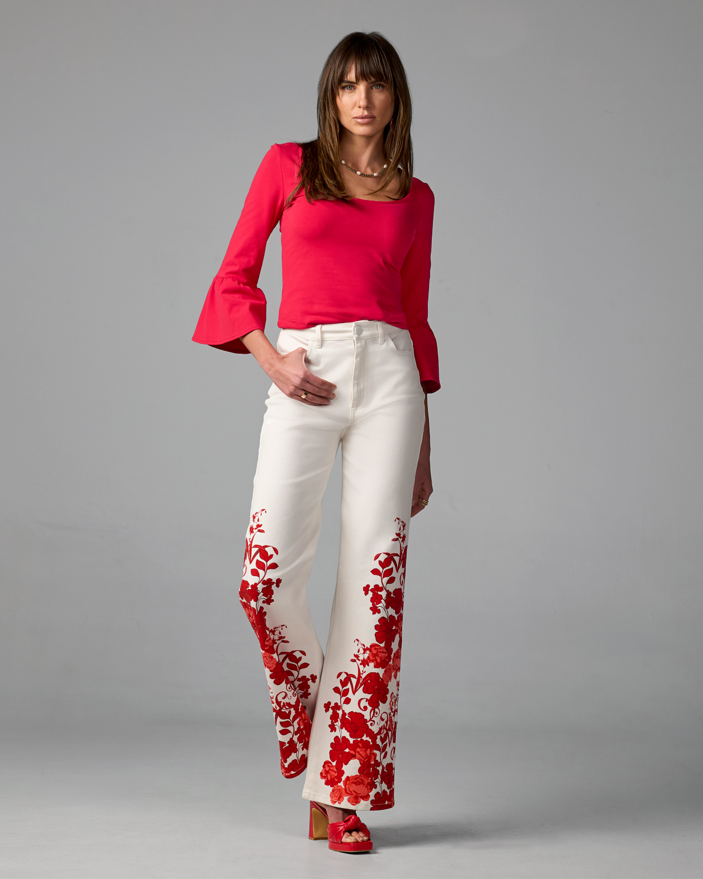 Malibu High Rise Print Wide Leg Jean City Chic