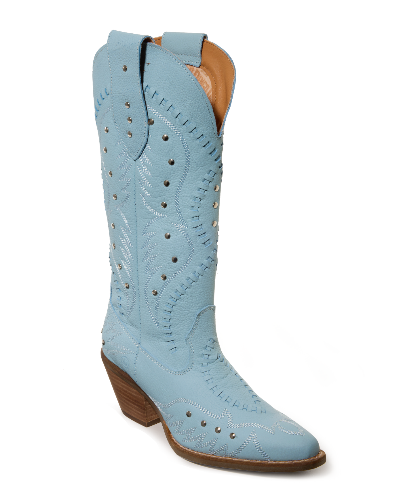Embroidered and Studded Western Boot Blue