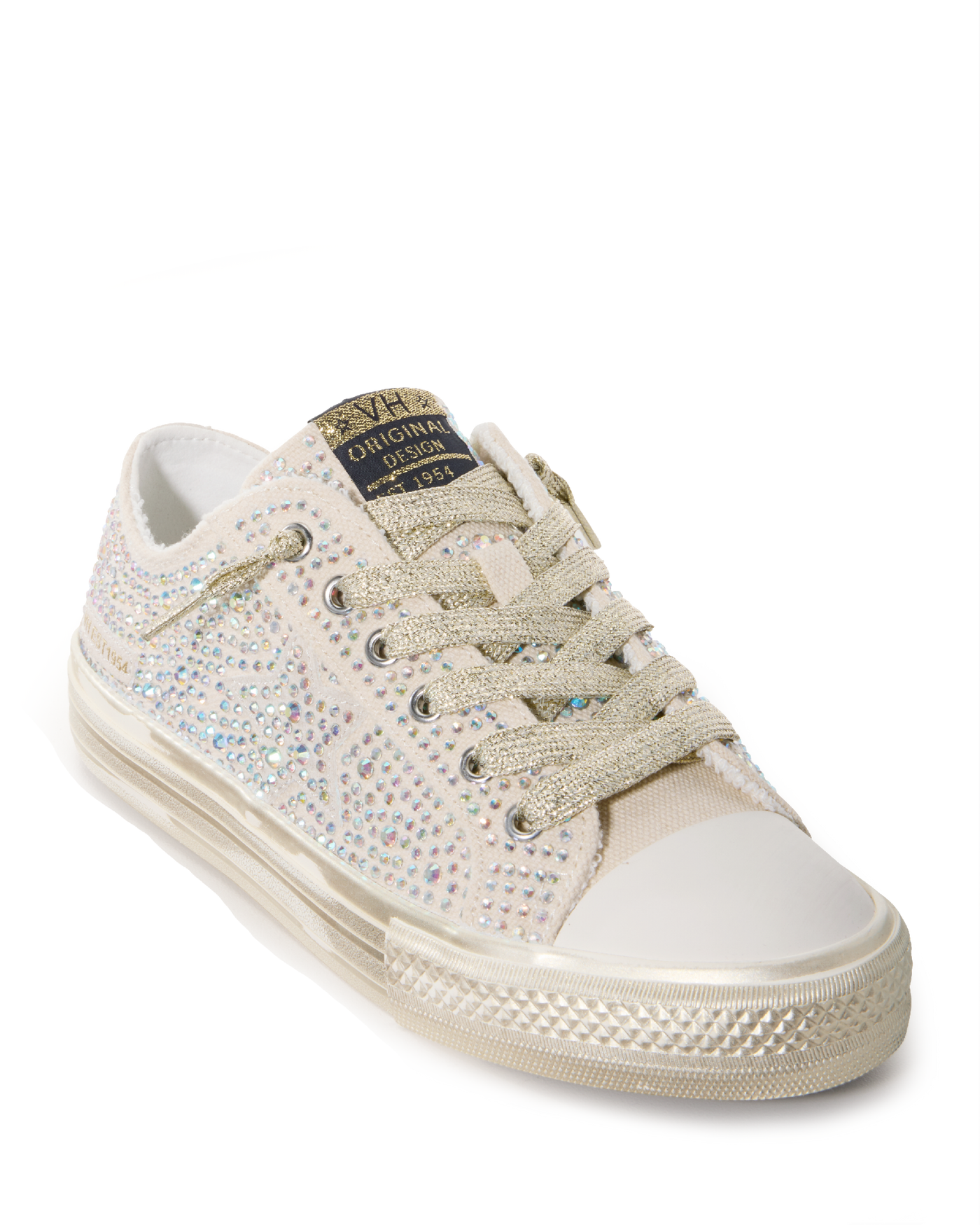 Rhinestone Embellished Sneaker Gold