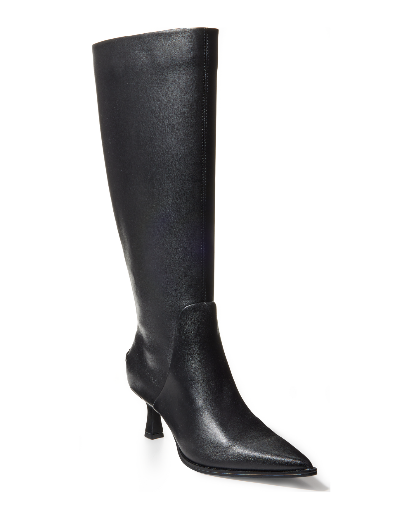 Sleek Knee-High Kitten Heel Boot Black