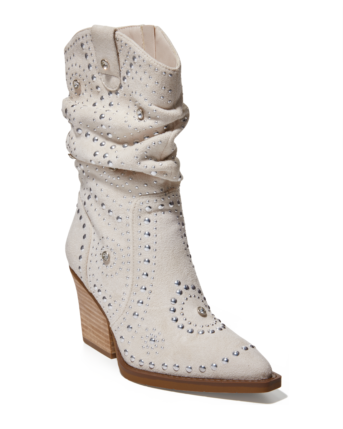 Slouchy Embellished Western Boot Bone