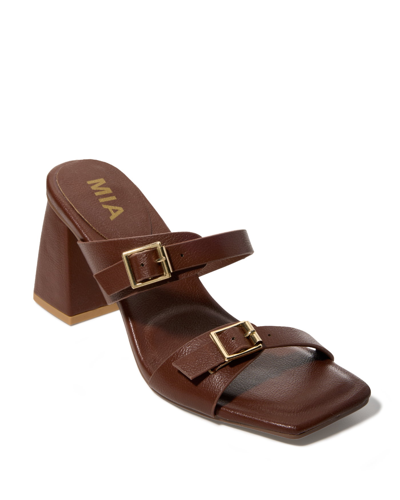Double Buckle Heel Brown