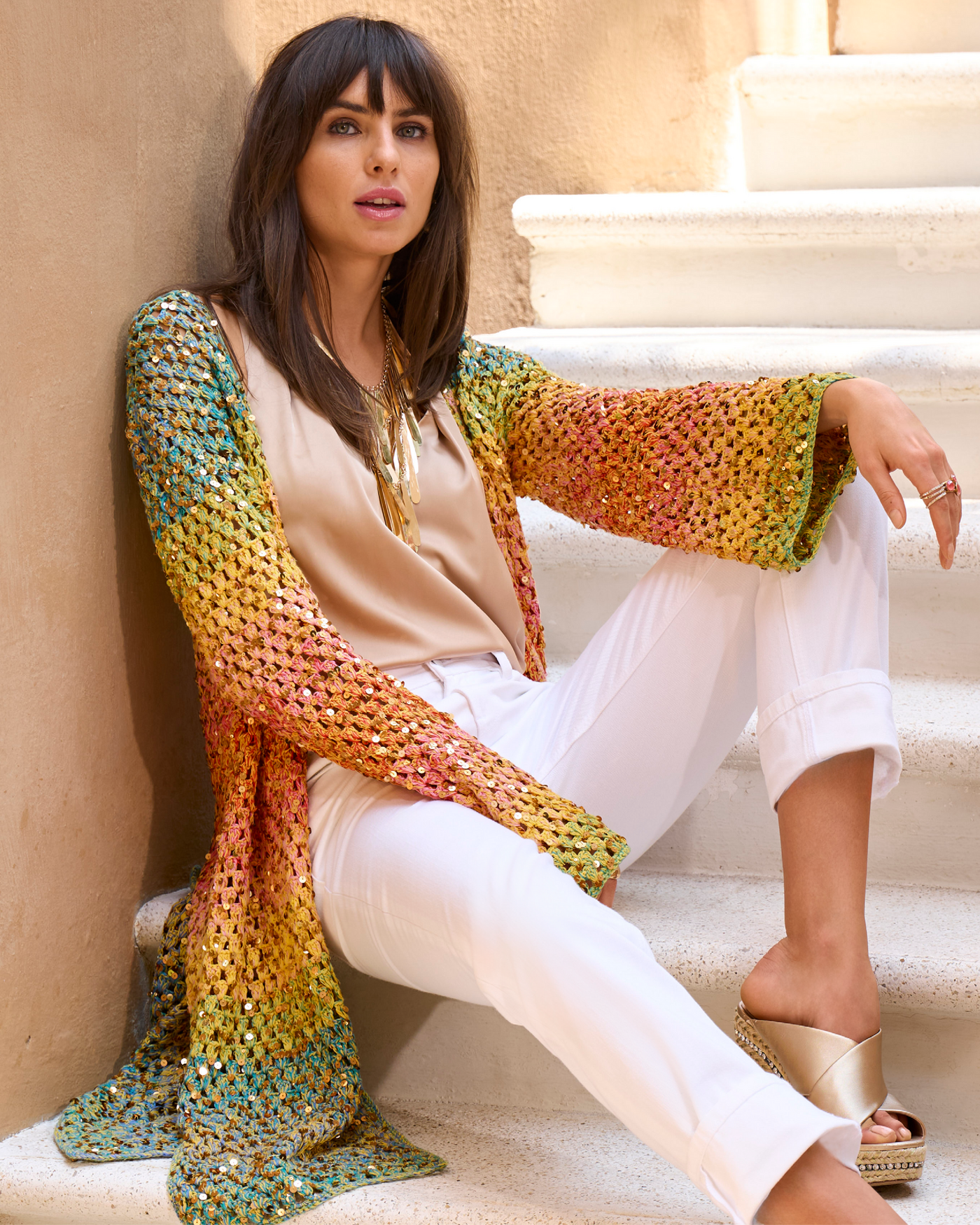 Crochet Sequin Sweater Duster - Multi – Boston Proper