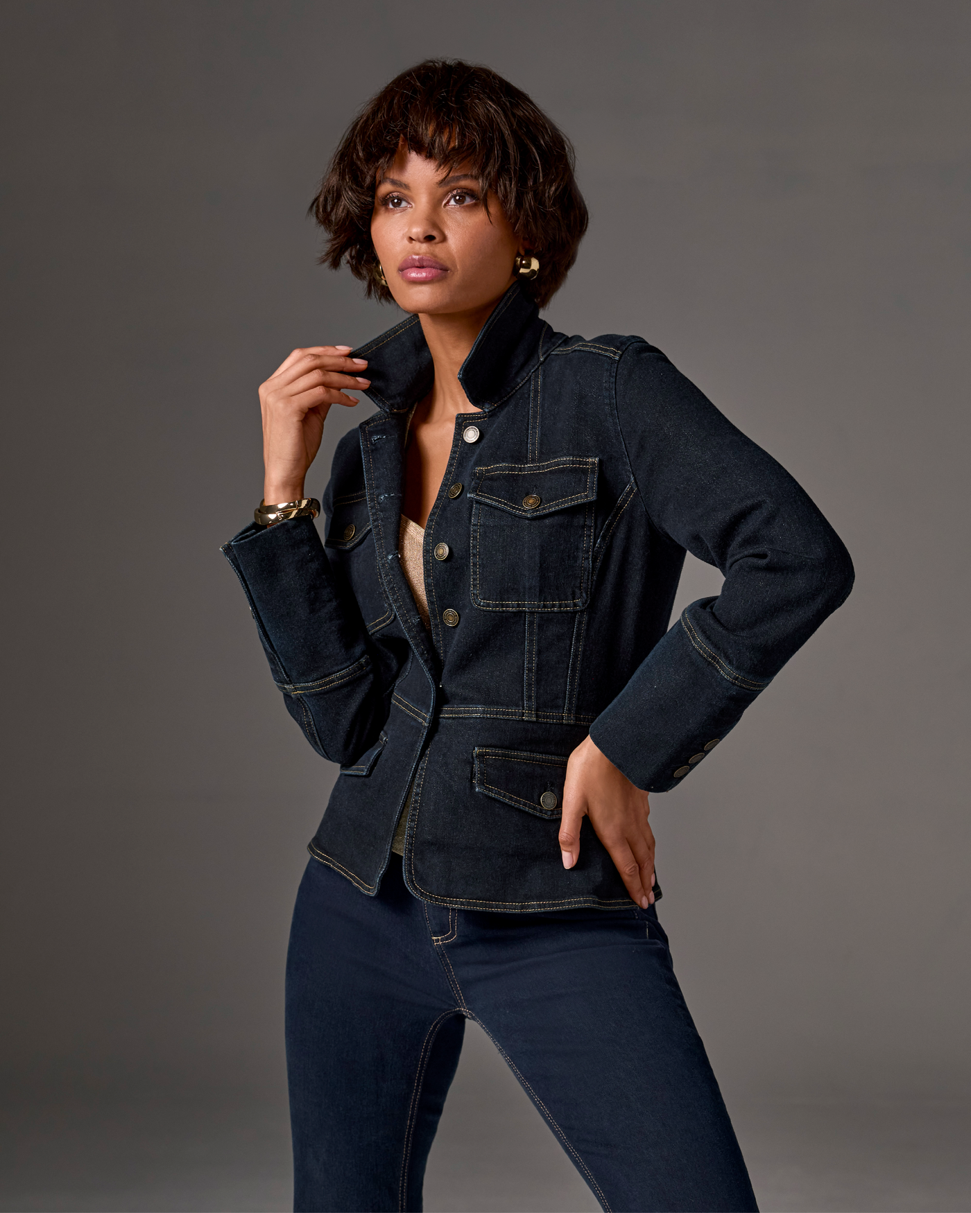 Patch Pocket Chic Denim Jacket Rinse