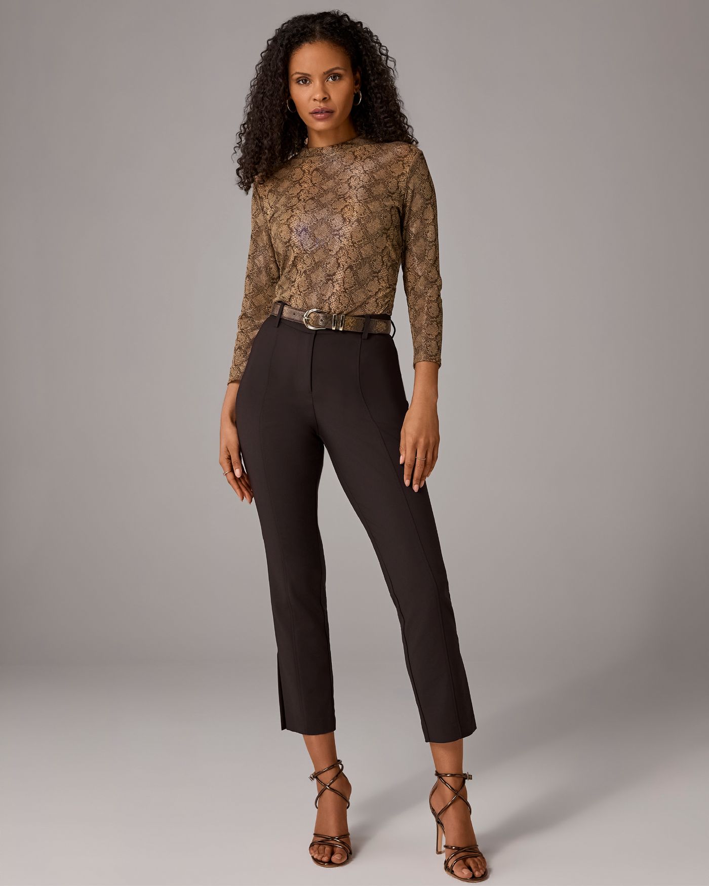 Newport Modern Slim Straight Side Slit Trouser Pant Chocolate