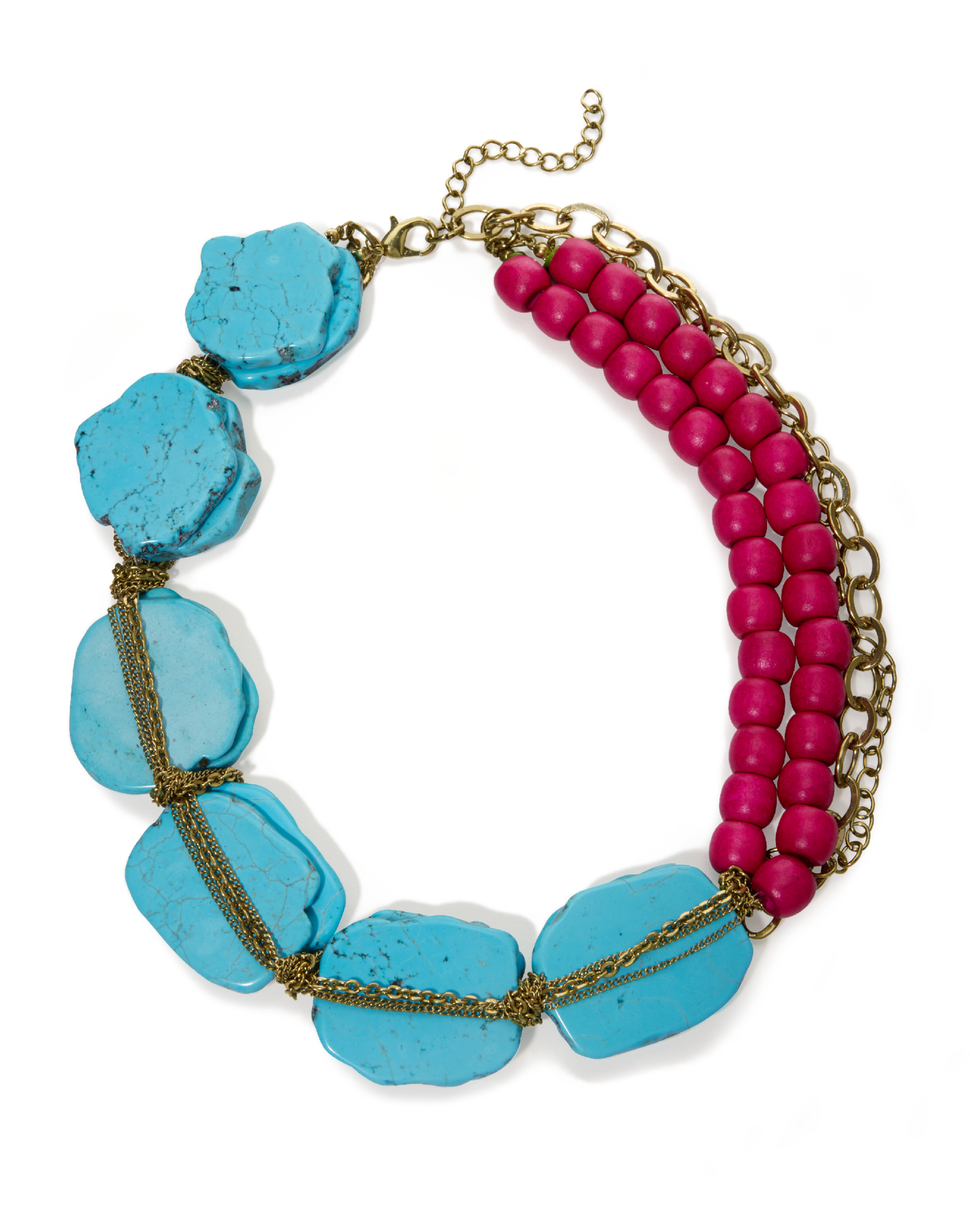 Large Turquoise Stone and Beads Necklace Turquoise