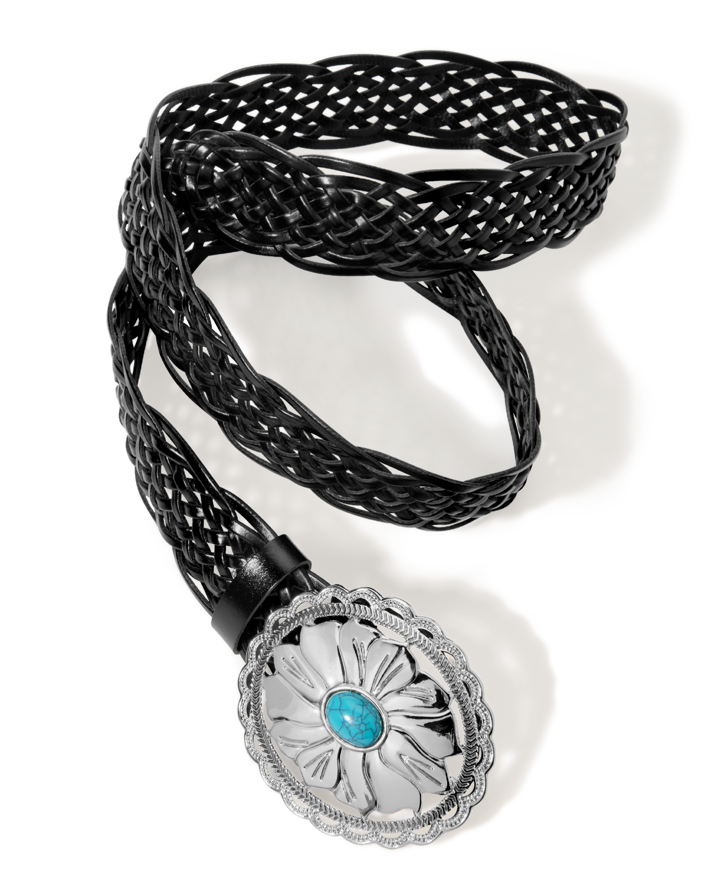 Woven Turquoise Stone Belt Black