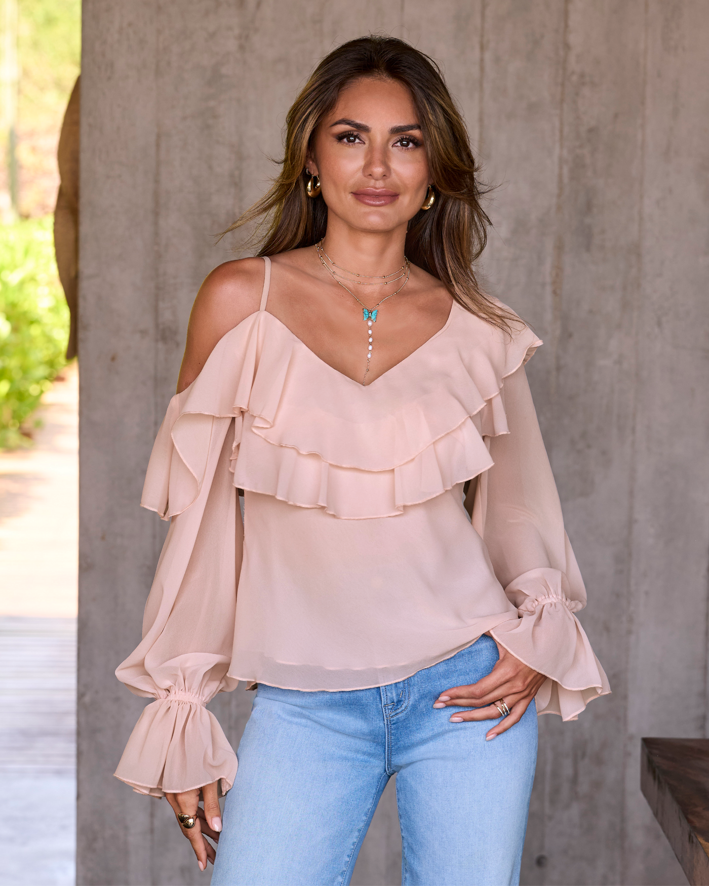 Layered Ruffle Chic Blouse Pink