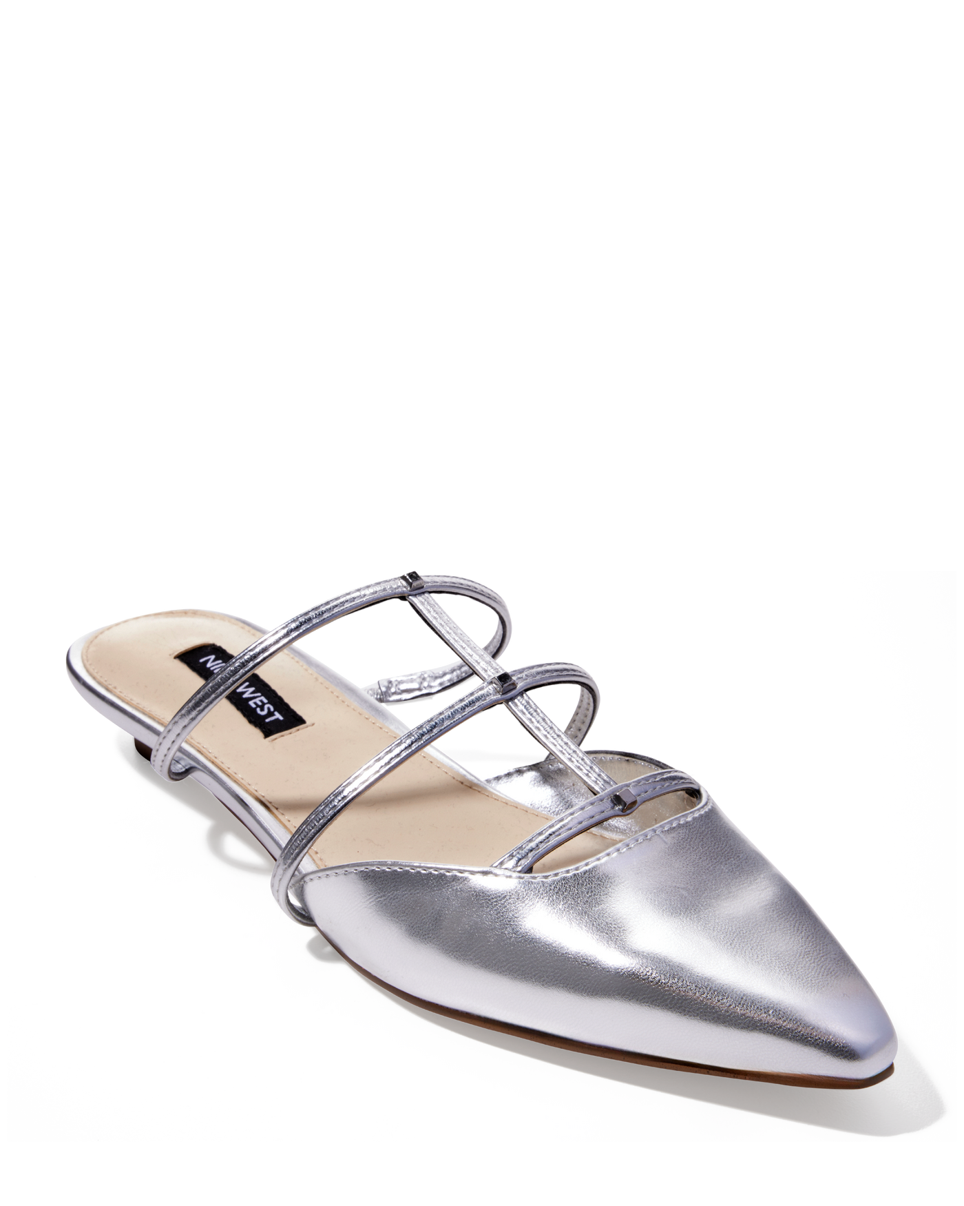 Metallic Strappy Mule Silver