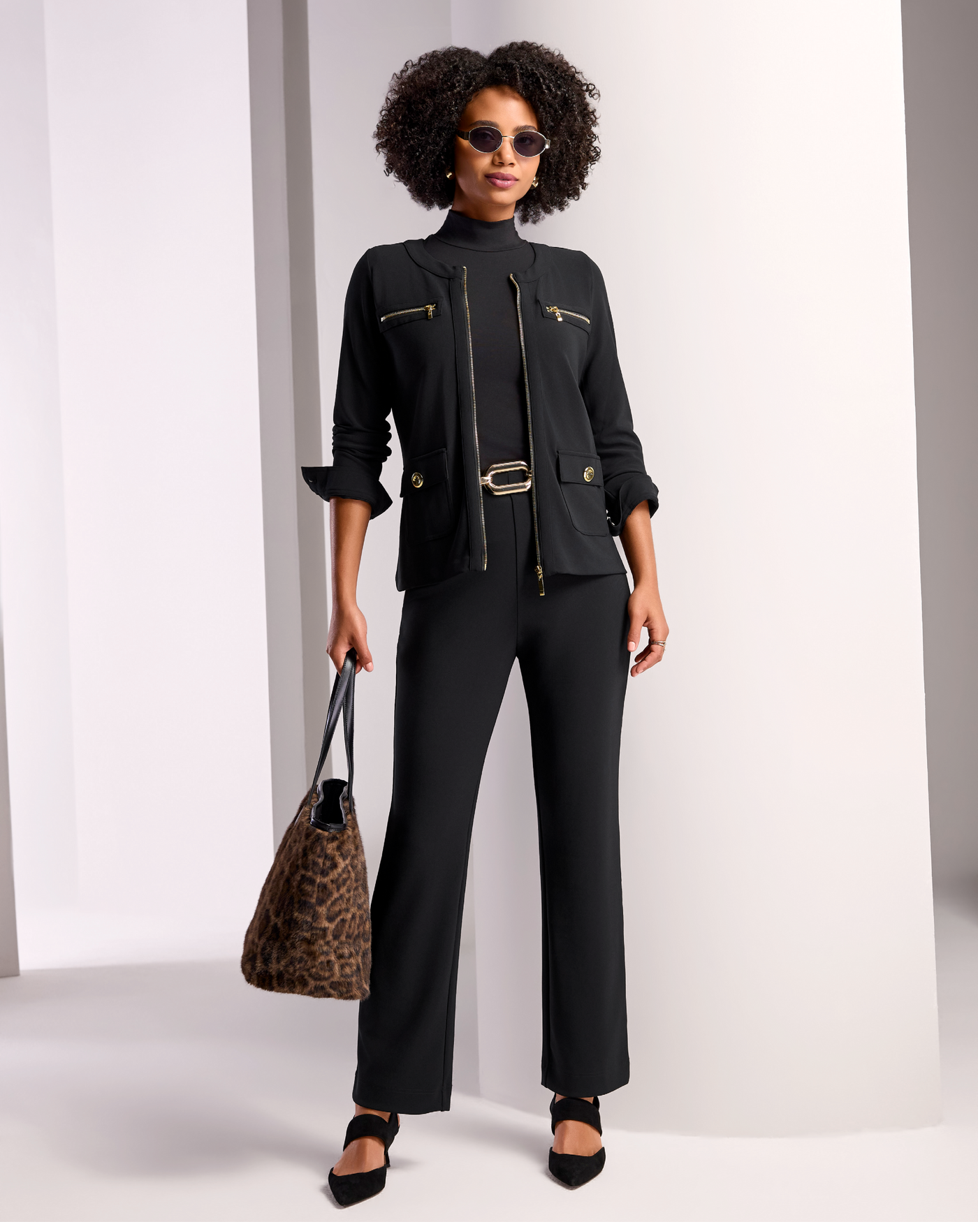 Beyond Travel Tunic Coordinate Set Jet Black