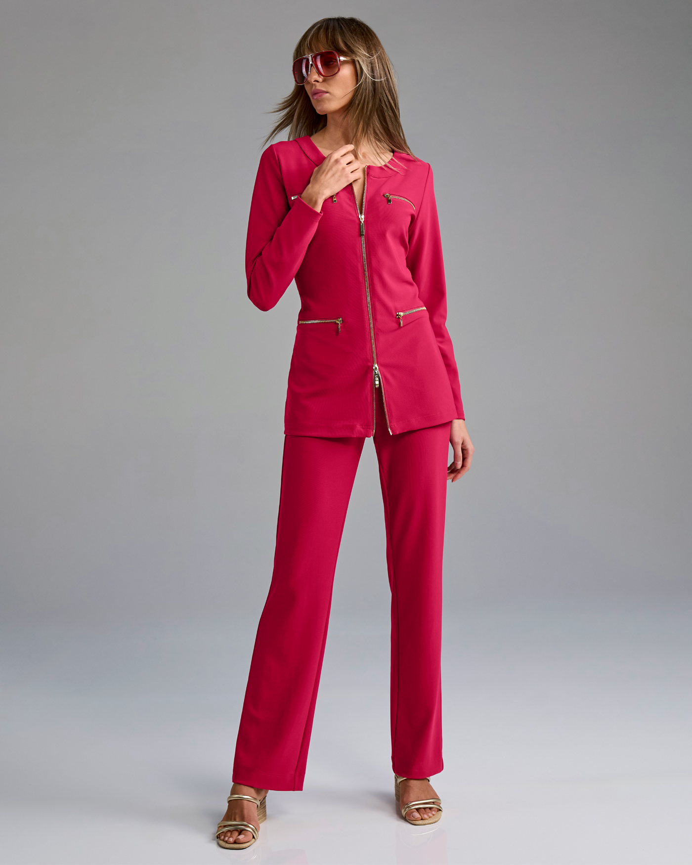 Beyond Travel Tunic Coordinate Set Cerise