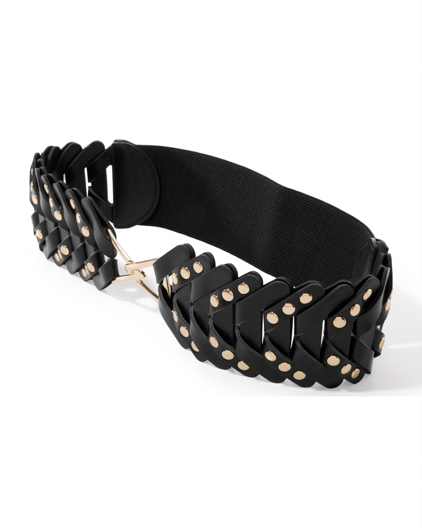 Studded Accordion Waist Belt Black