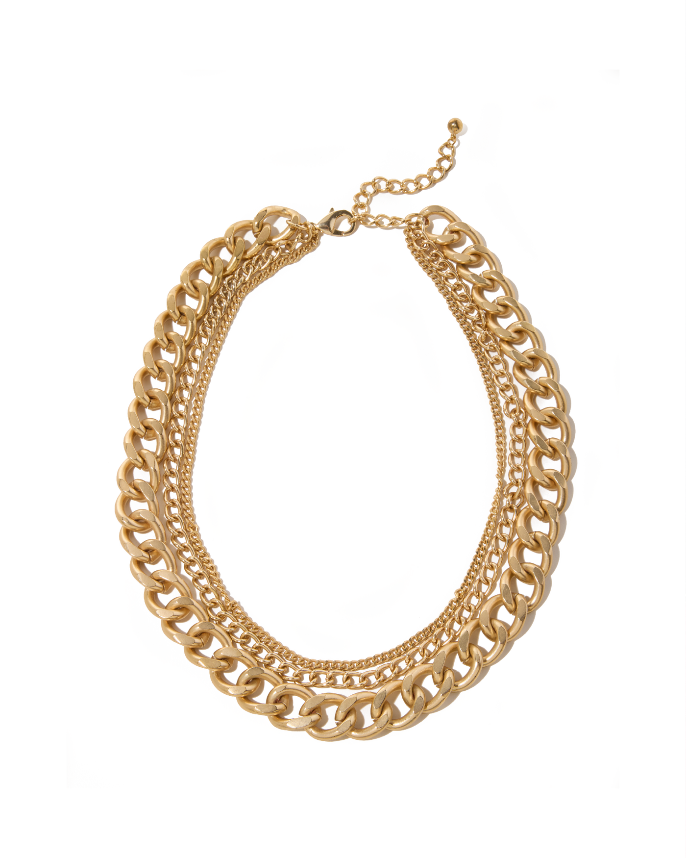 Matte Layered Chain Necklace Gold