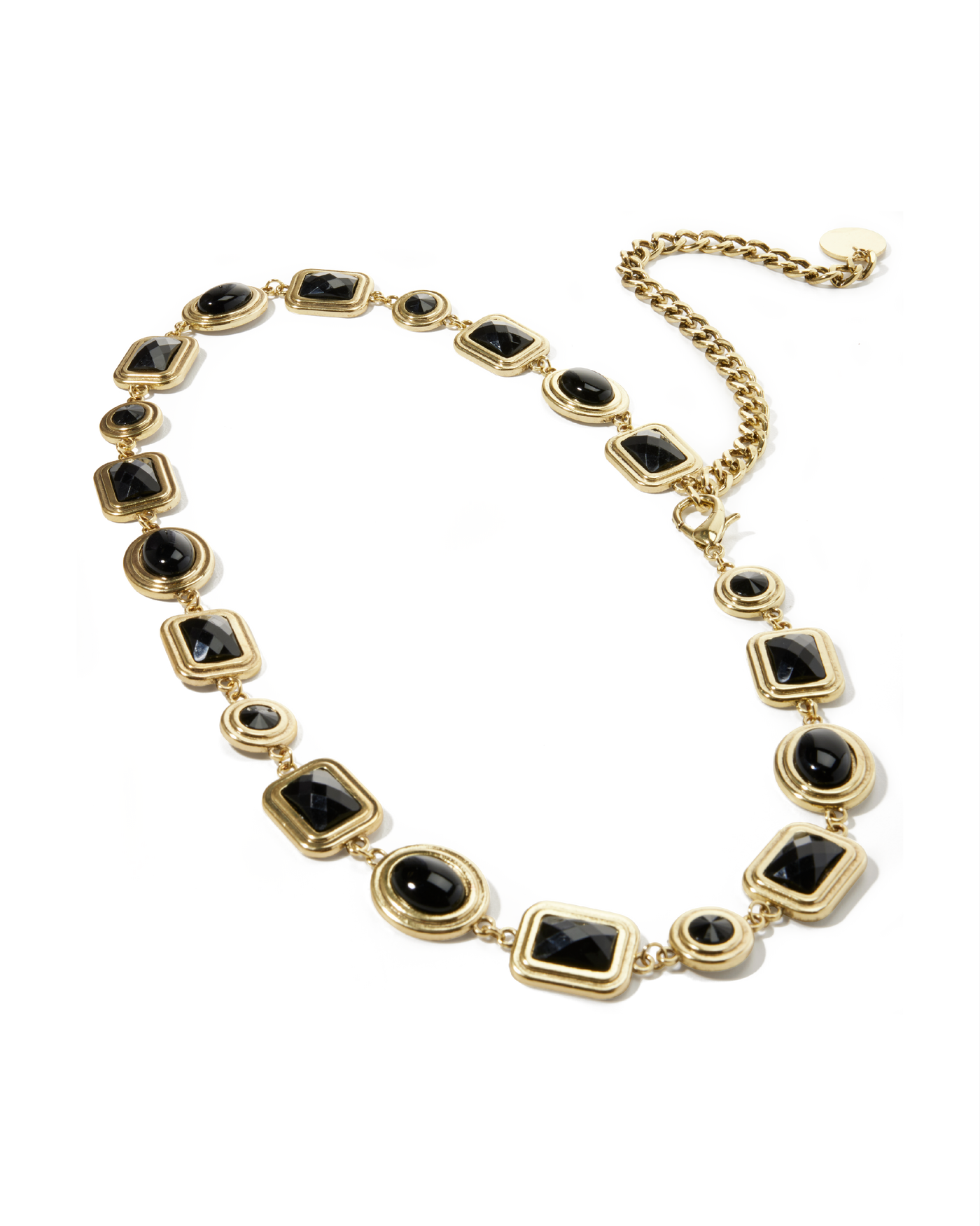 Shaped Gem Chain Belt Black