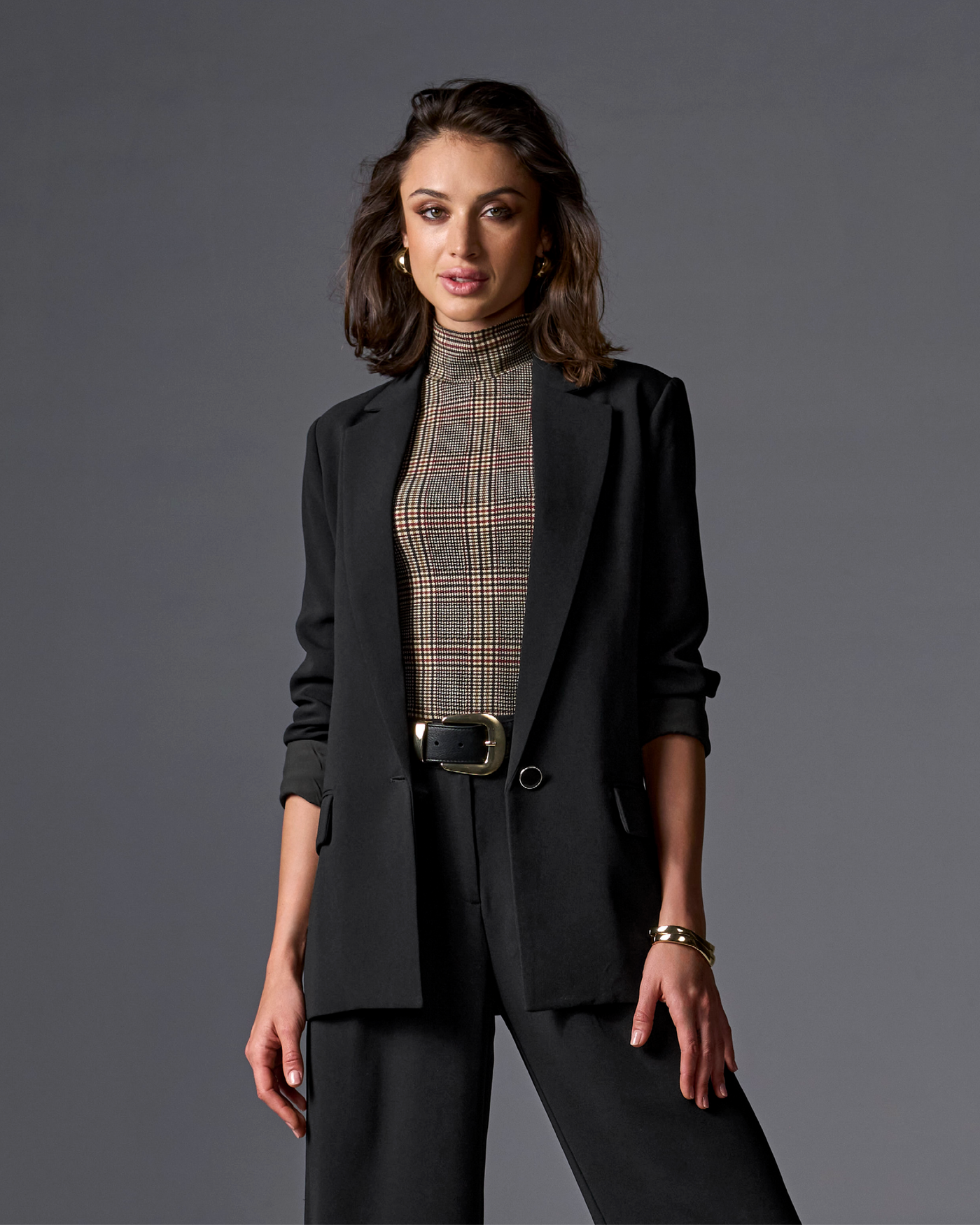 Relaxed Single Button Blazer Black