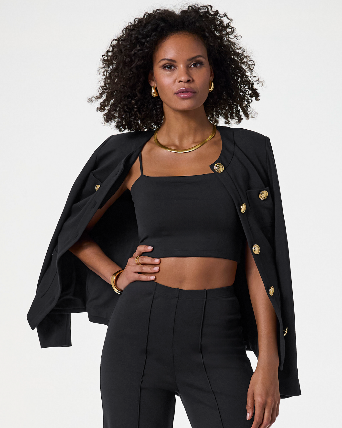 Susana Monaco x Boston Proper Cropped Cami Knit Top Black