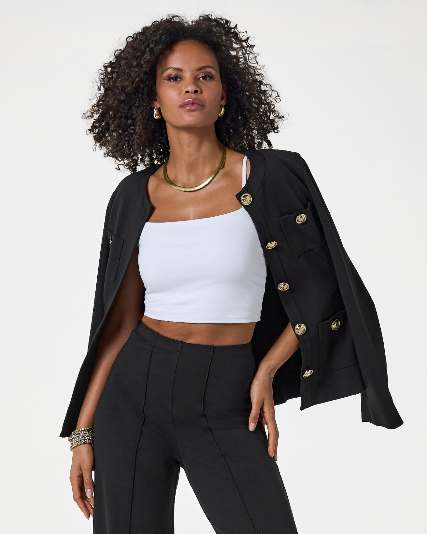 Susana Monaco x Boston Proper Cropped Cami Knit Top White