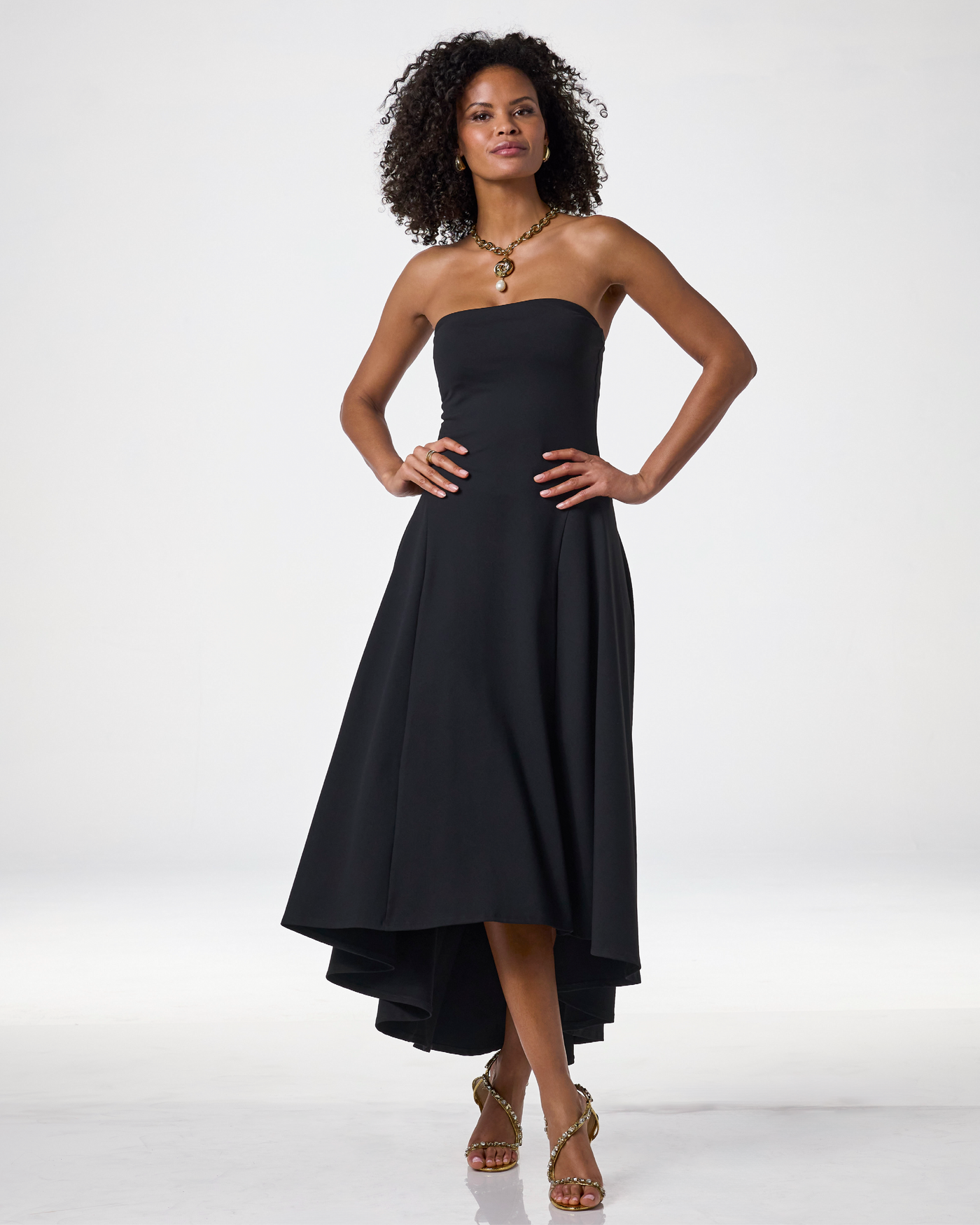 Susana Monaco x Boston Proper Strapless High Low Dress Black