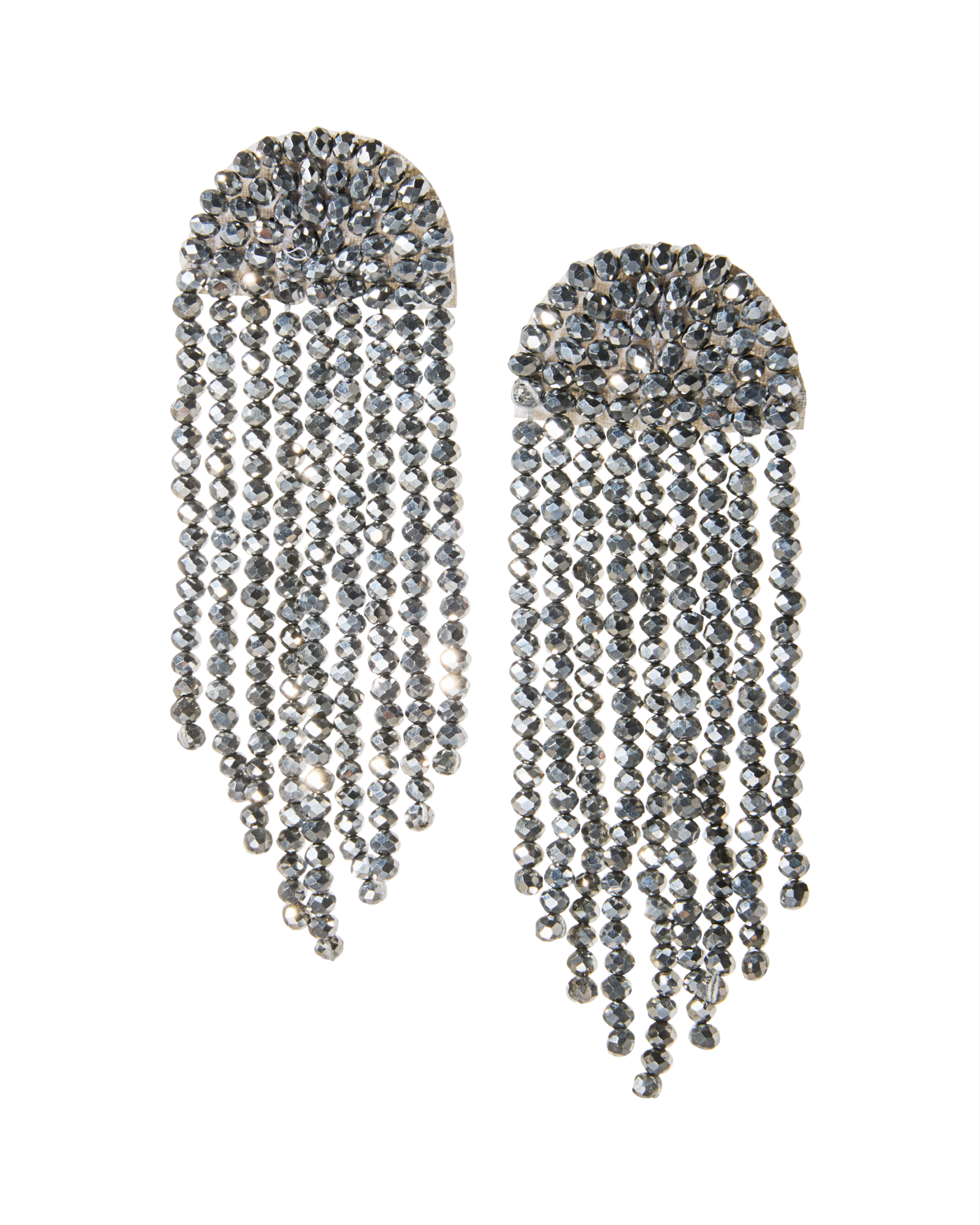 Occasion Fringe Beaded Drop Earrings Silver