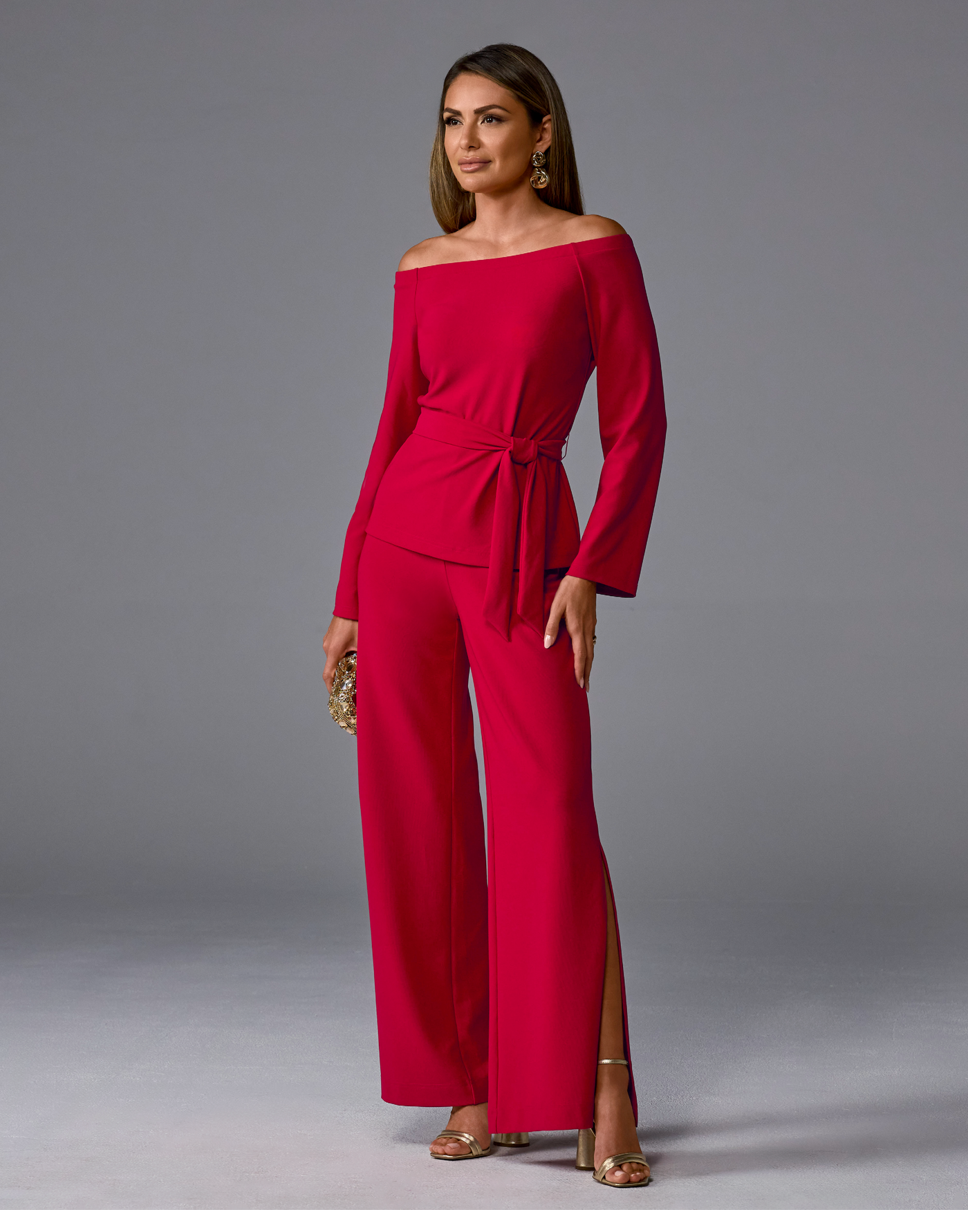 Beyond Travel Side Slit Pant Tango Red