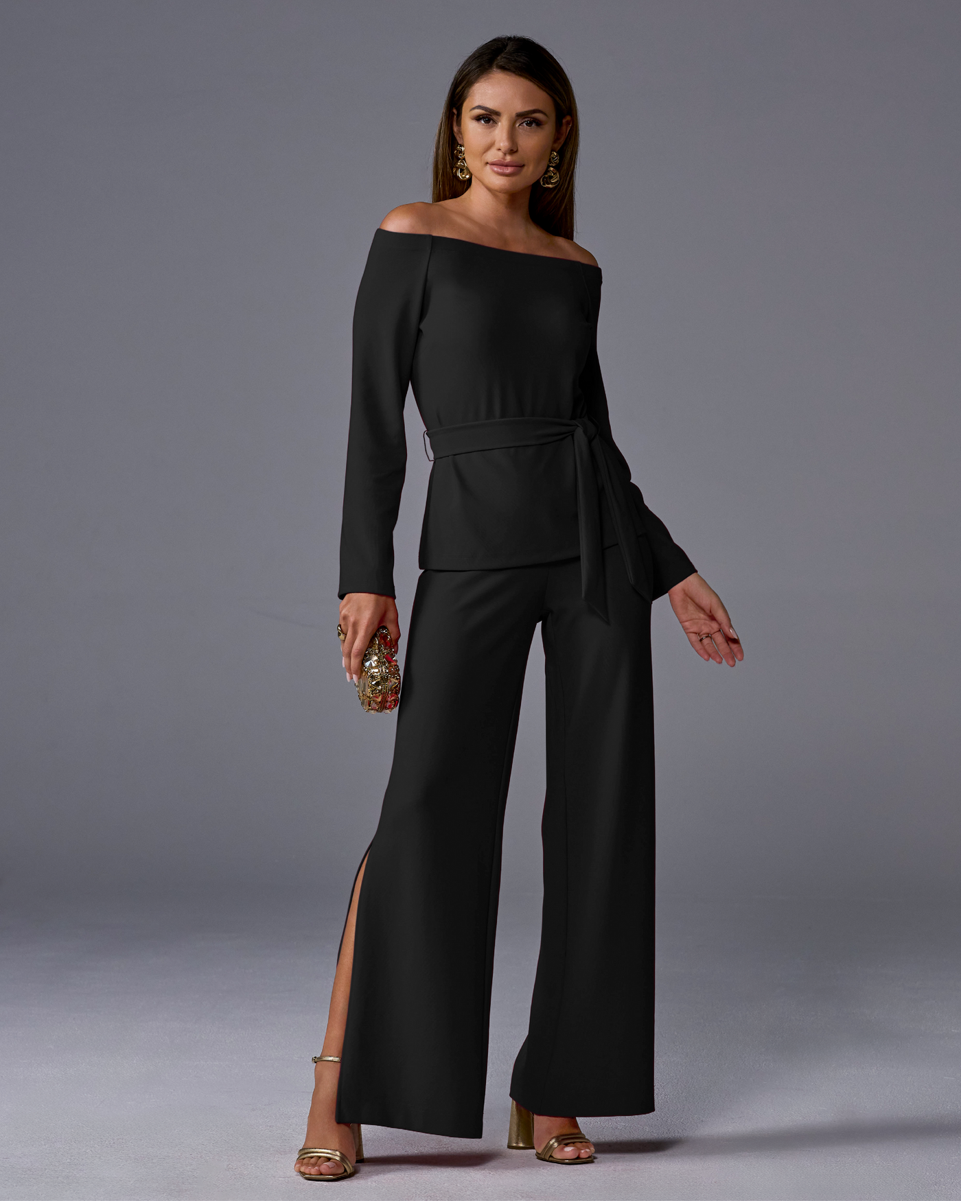 Beyond Travel Side Slit Pant Jet Black