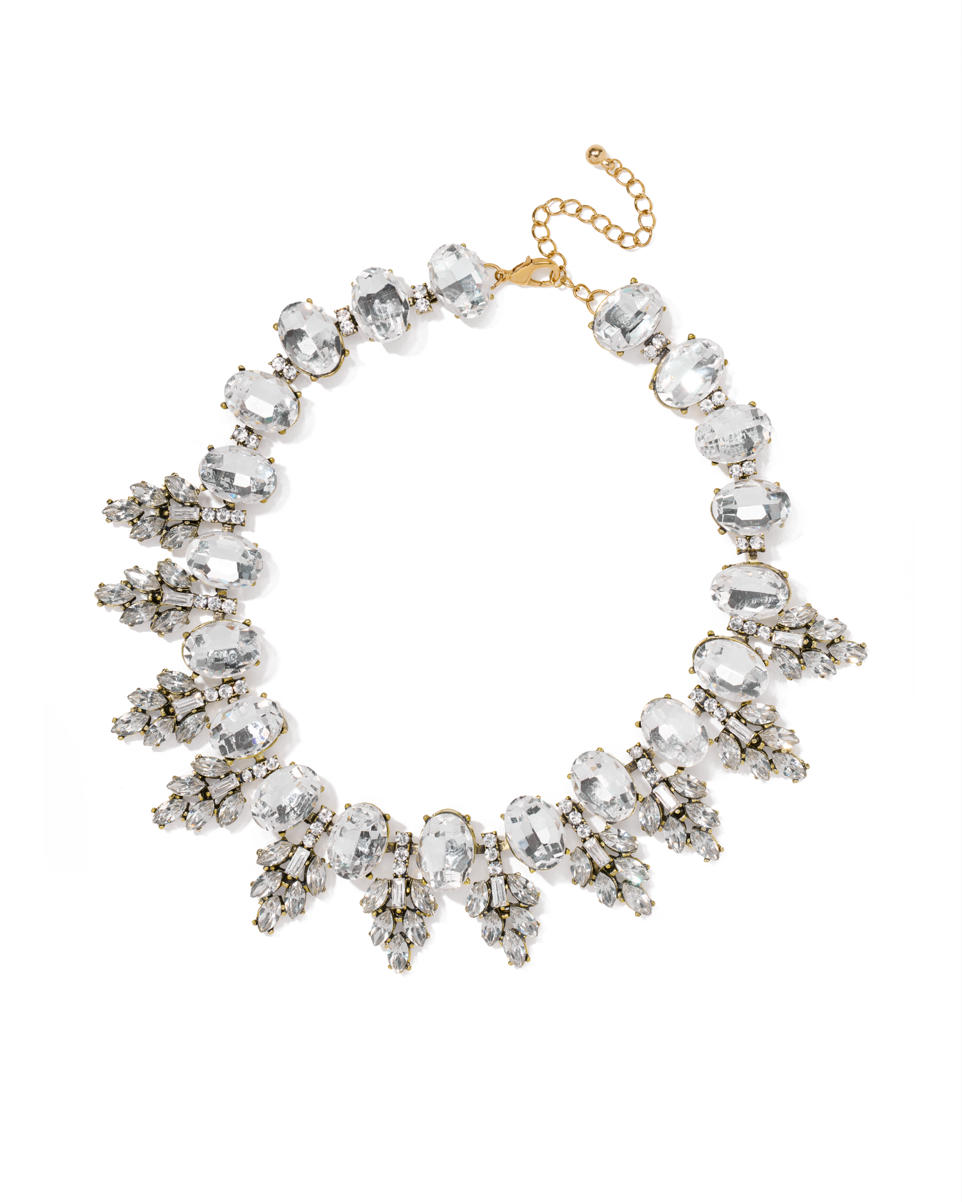 Holiday Gem Statement Necklace Gold/Clear