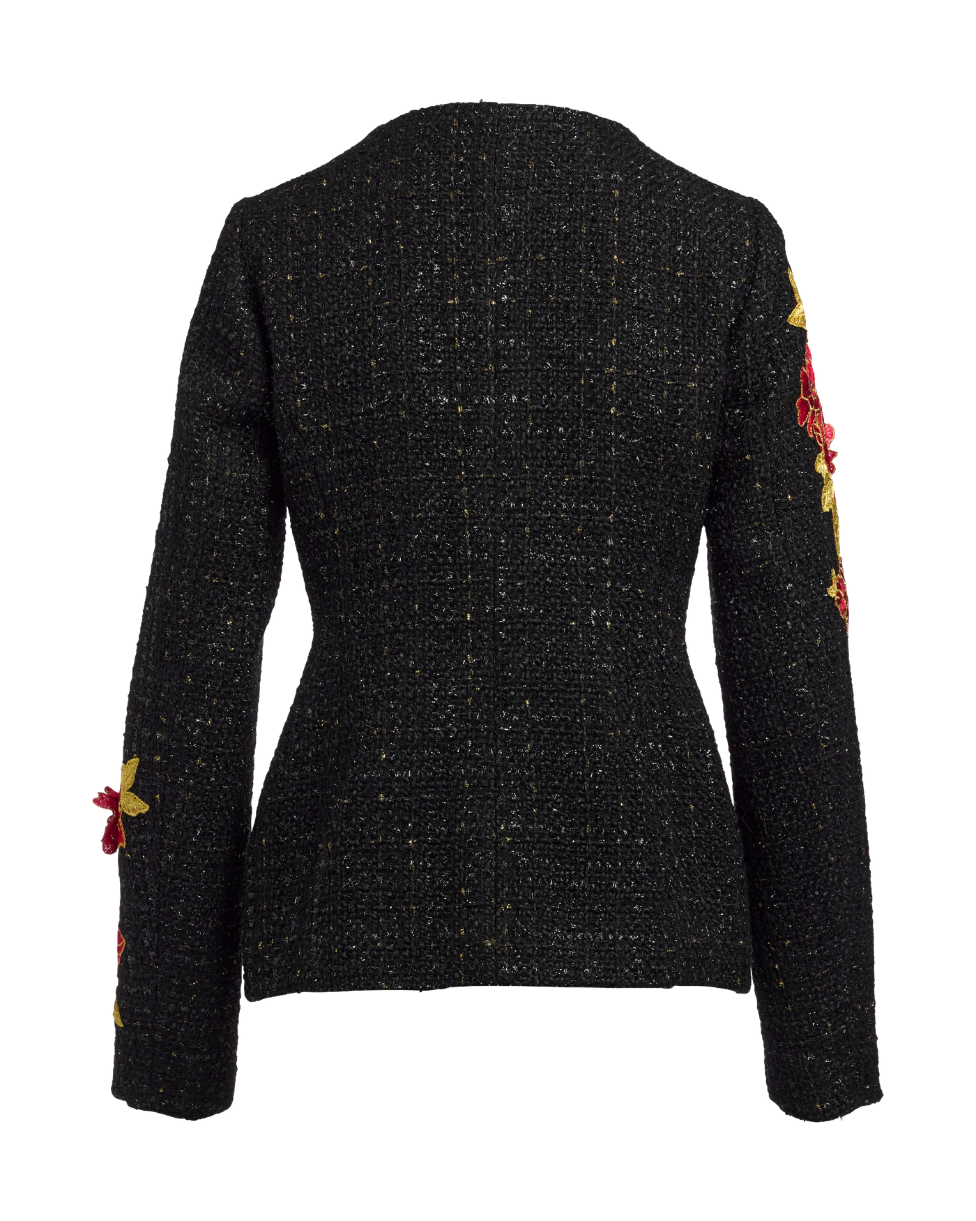 Rose Embroidered Tweed Lady Jacket - Black Multicolor – Boston Proper