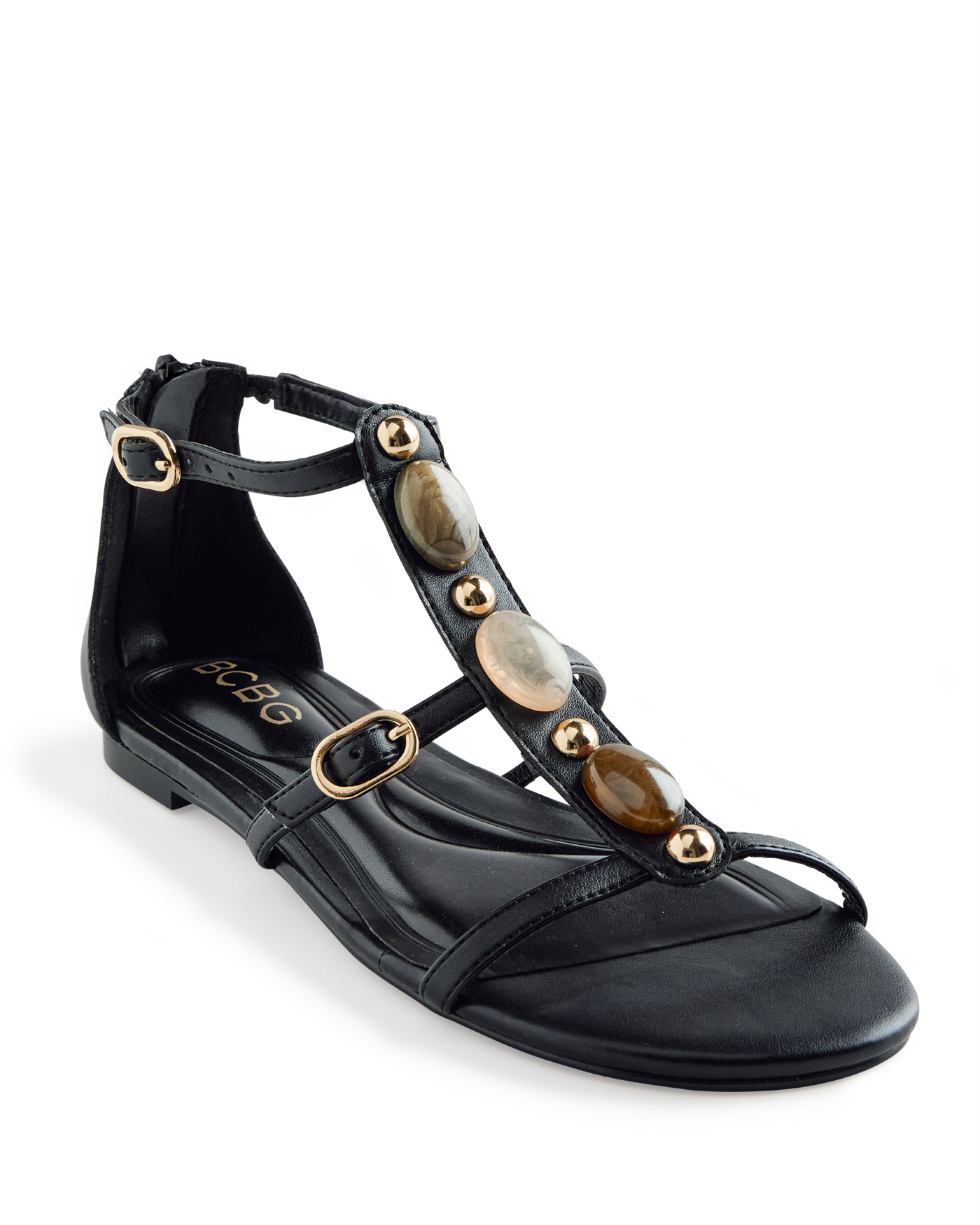 BCBGeneration Multi Stone Gladiator Sandal Black