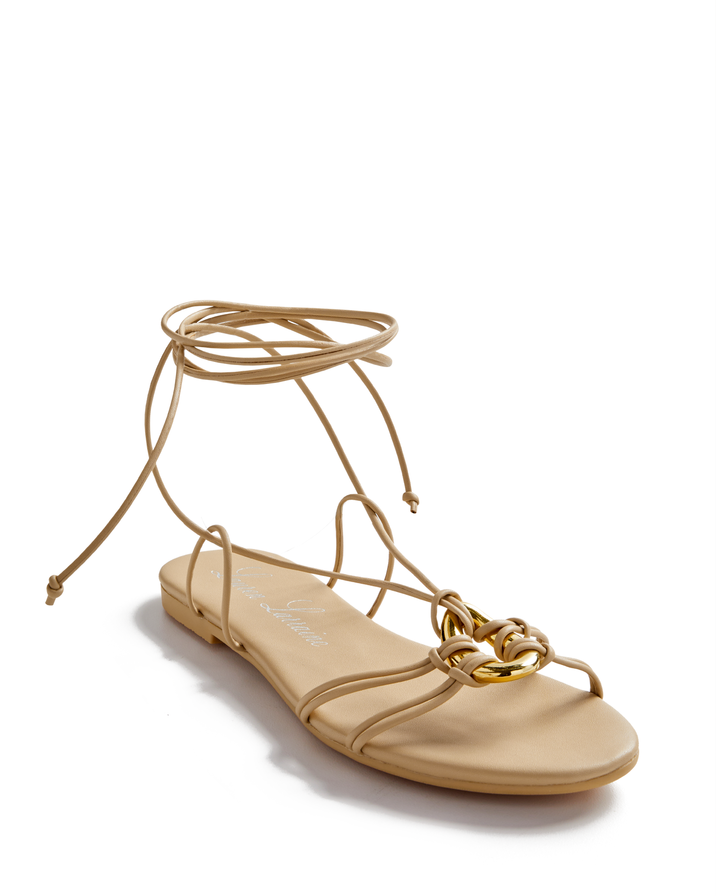 Strappy Modern Hardware Gladiator Sandal Nude