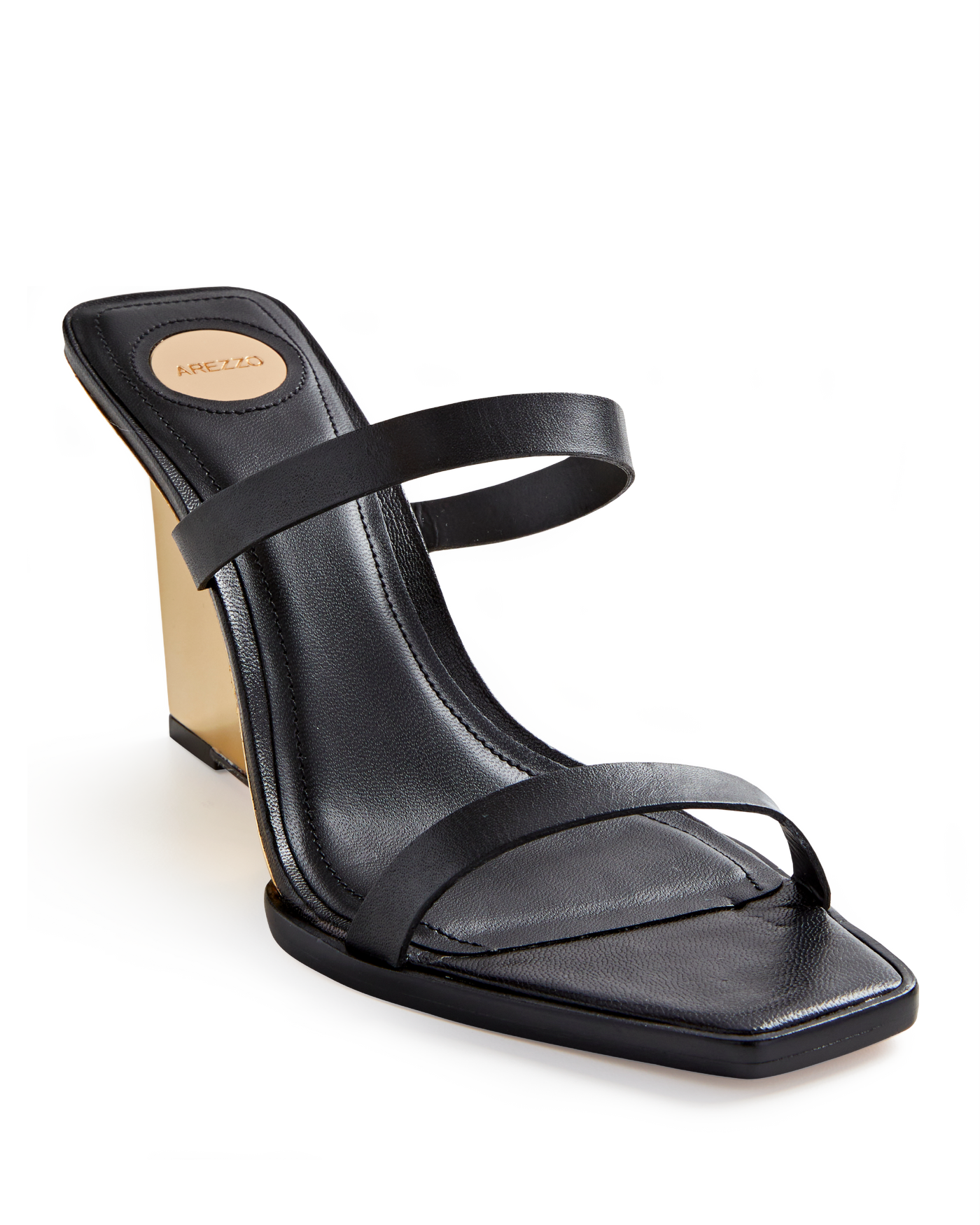 Arezzo Metallic Heeled Wedge Black