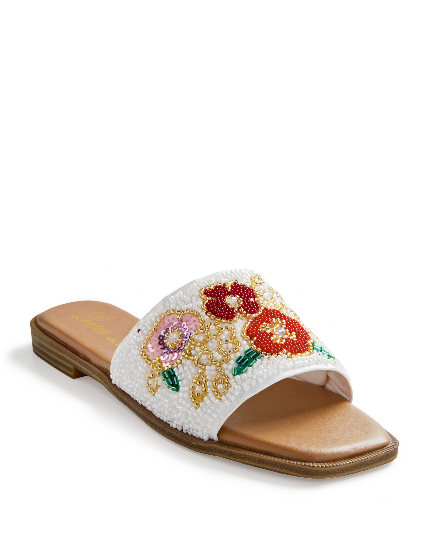 Floral Beaded Sandal White Multi
