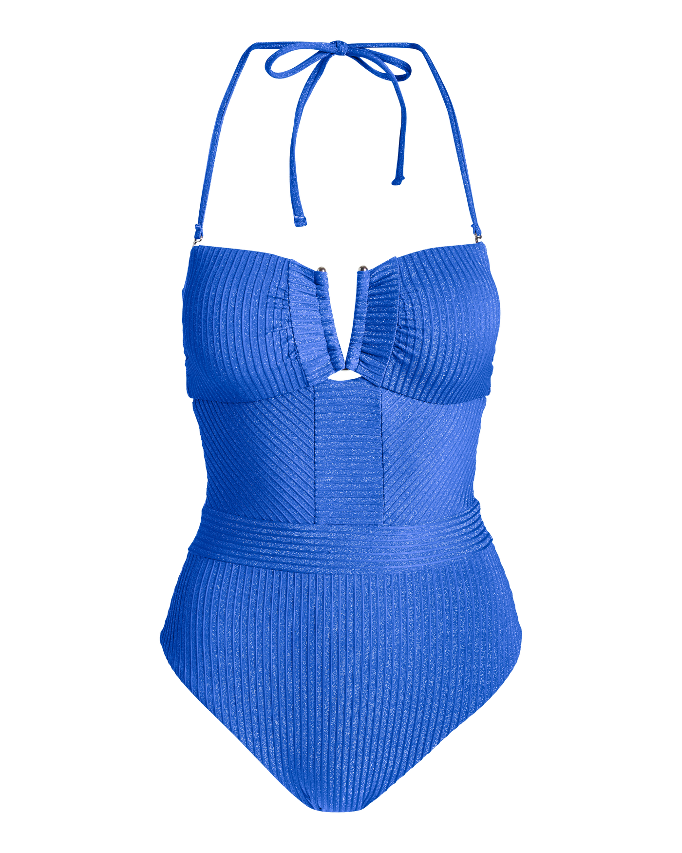 Shimmer V Hardware One Piece - Lapis | Boston Proper