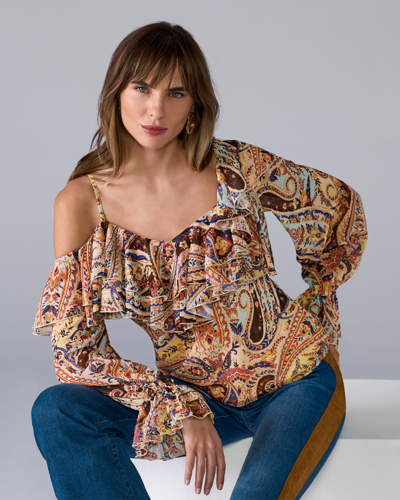 Printed Layered Ruffle Chic Blouse Uptown Paisley