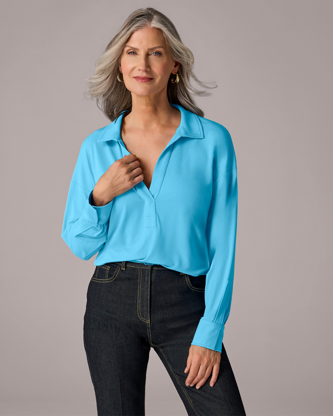 Collared Knit Shirt Baltic Sea