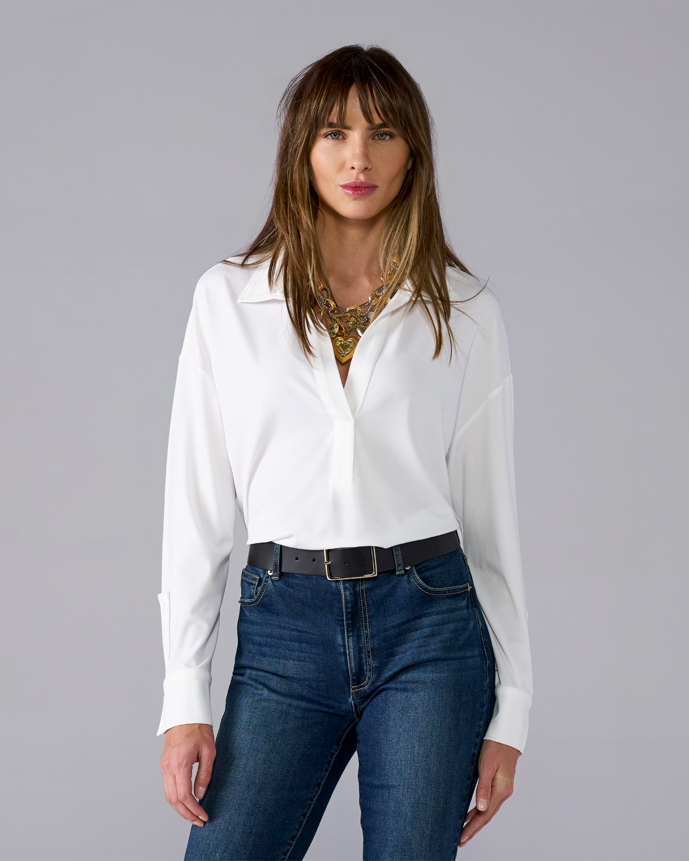 Collared Knit Shirt Pure White