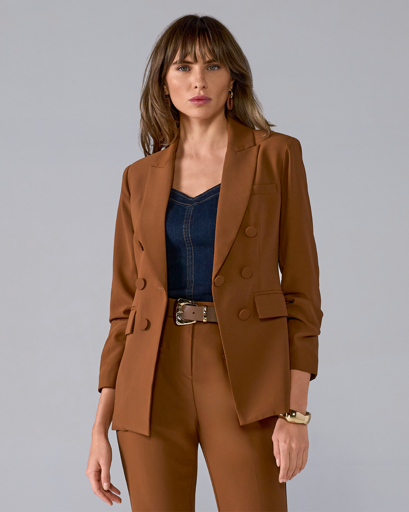 Cutaway Faux Double Breasted Blazer Tortoise Shell