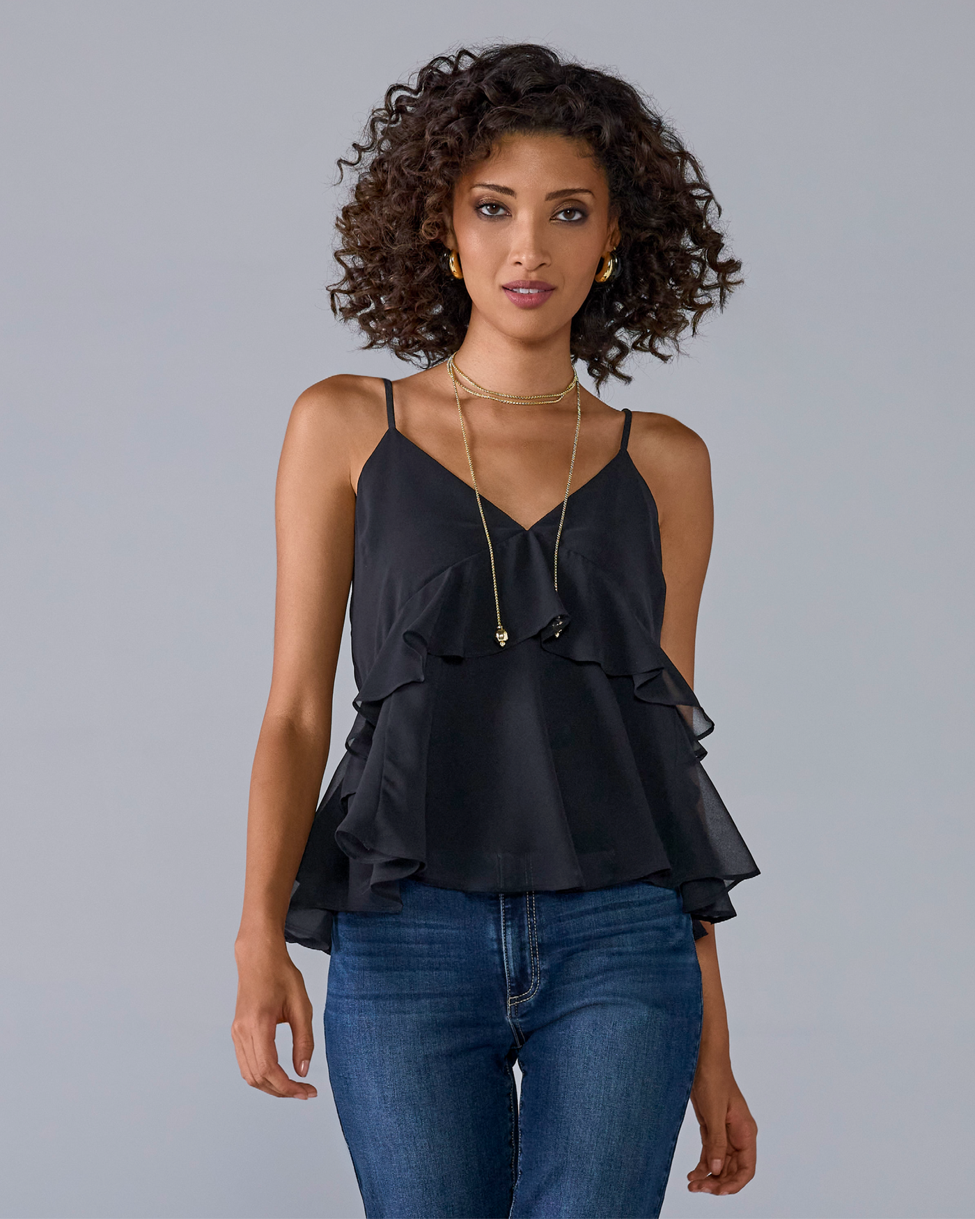 Sleeveless Ruffle Blouse Black