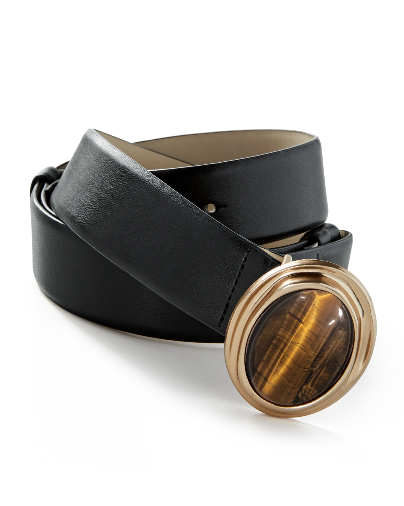 Marbled Oval Buckle belt Black