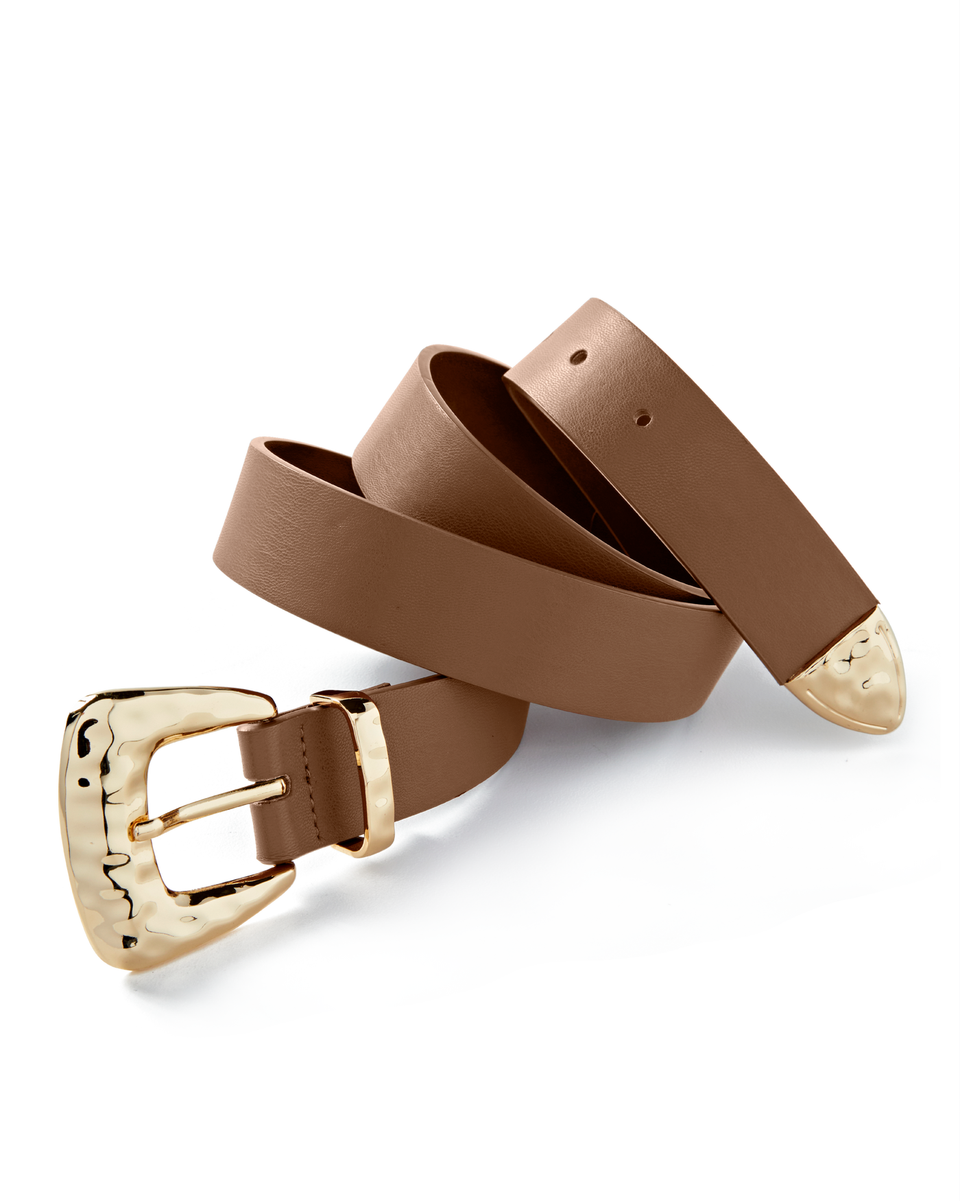 Modern Hammered Buckle Belt Brown
