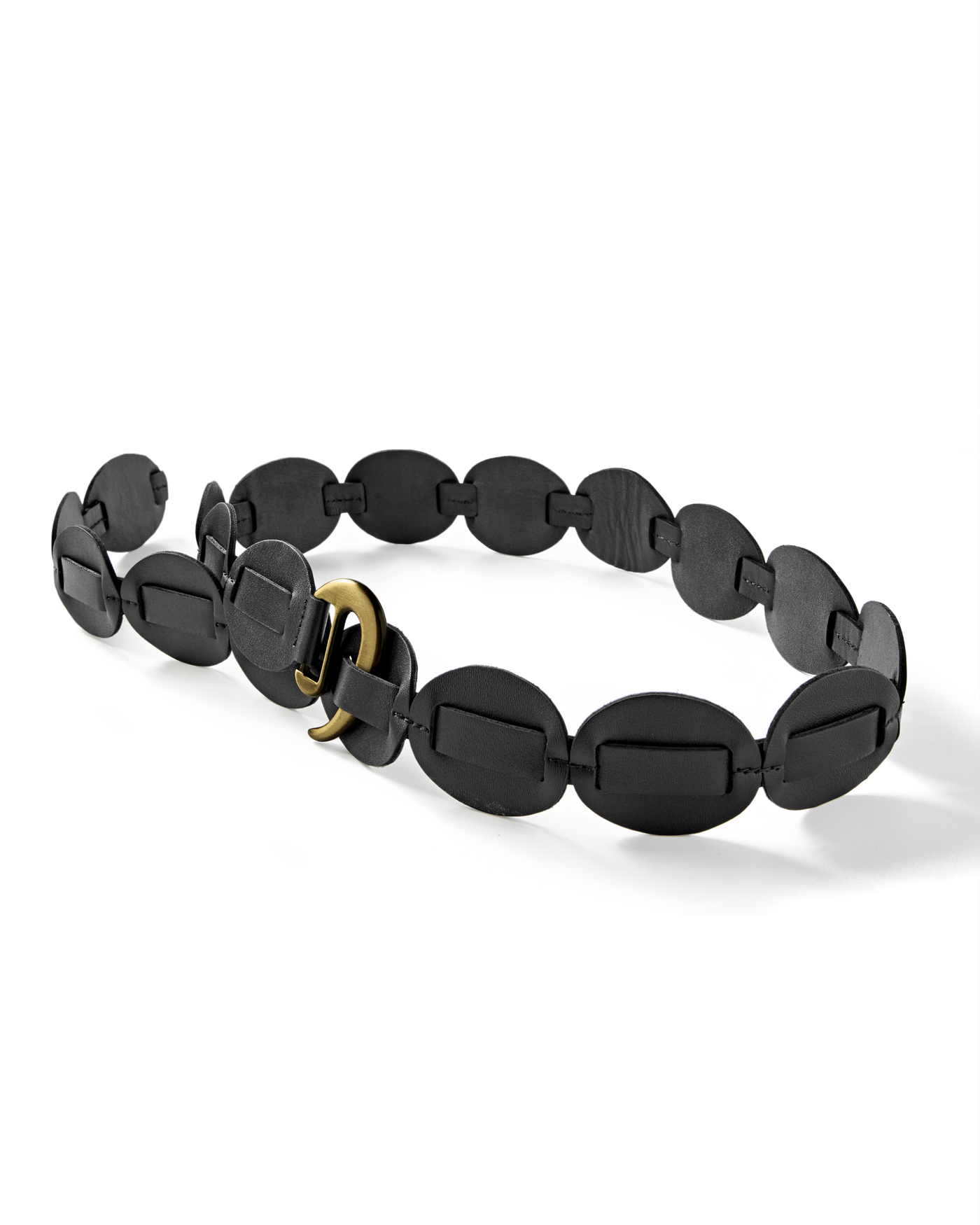 Circle Cut Leather Belt Black
